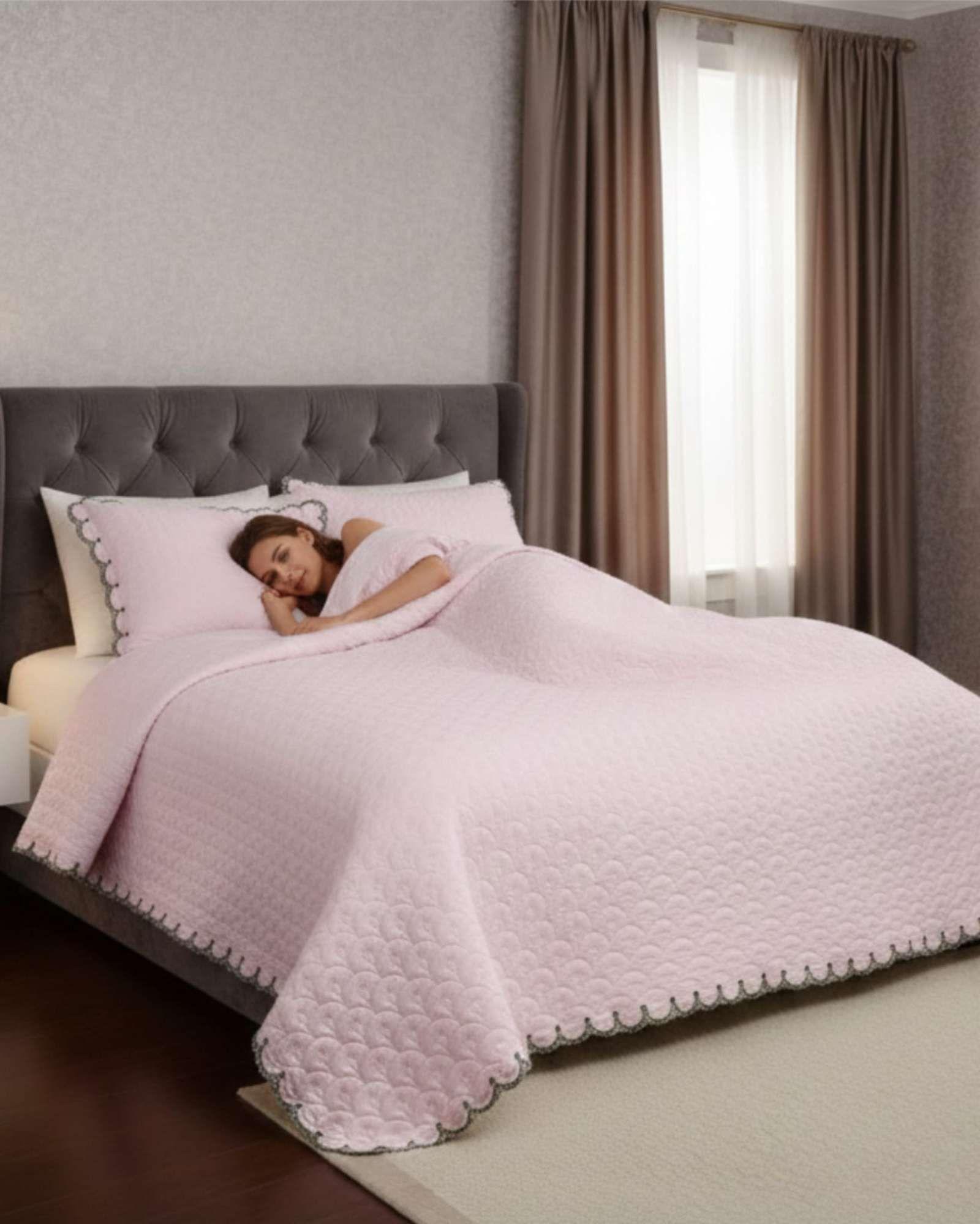 CUBRECAMAS QUILT BORDADOS 2 PLAZA EXTRA SUAVE b06-4