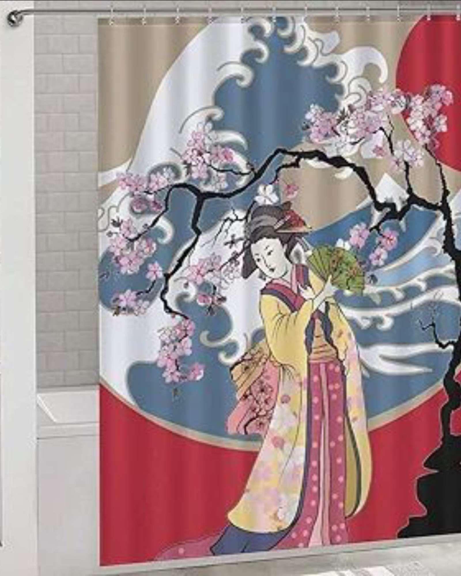 Cortina de Baño Tela Género + Forro Impermeable c24-3