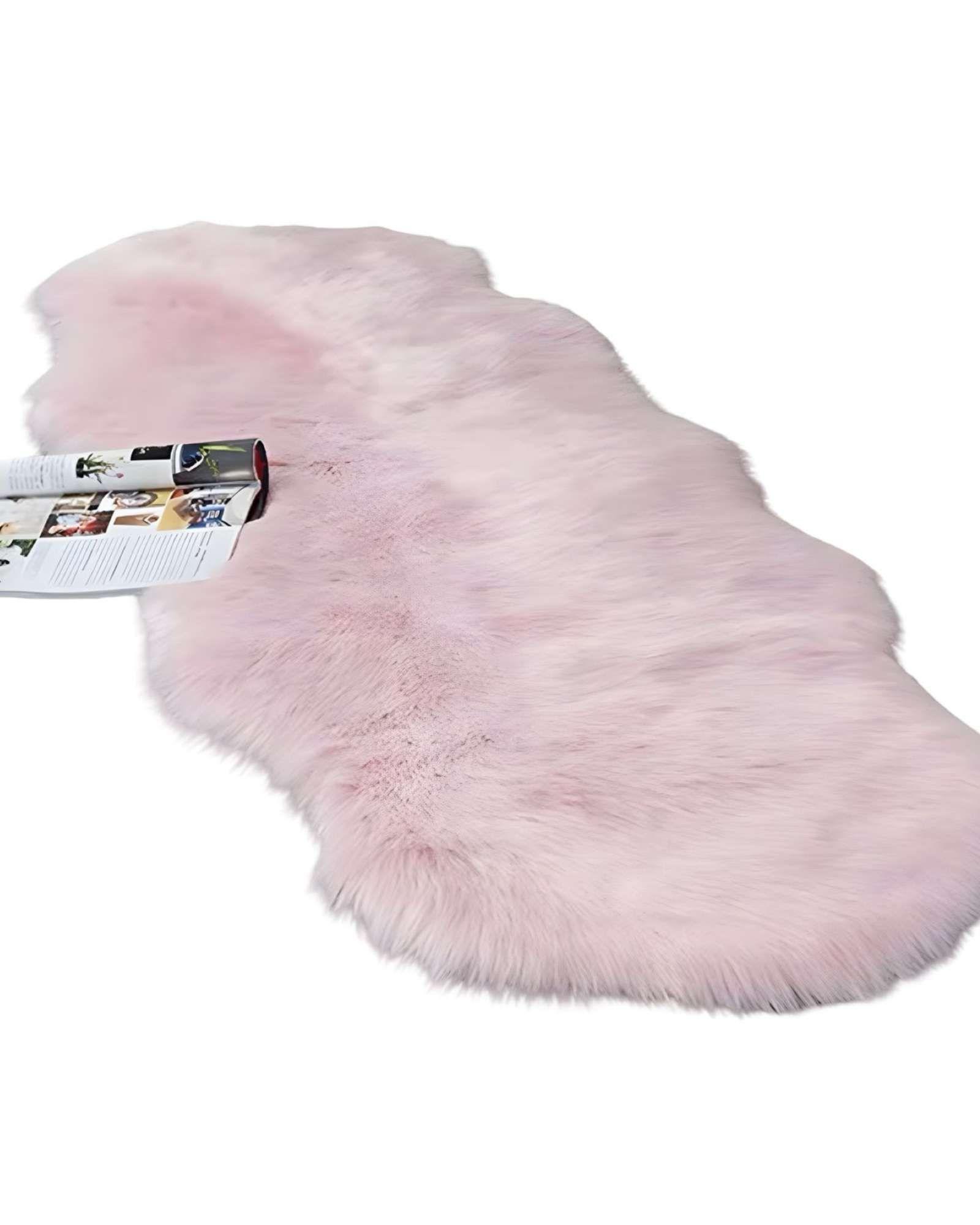 TAPETES DECORATIVAS IMITACION PIEL DE CONEJO ROSA-2