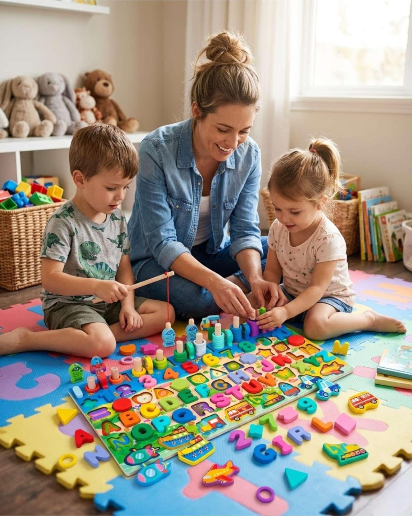 Tablero Didáctico Montessori 7 En 1 Juguete De Madera-3