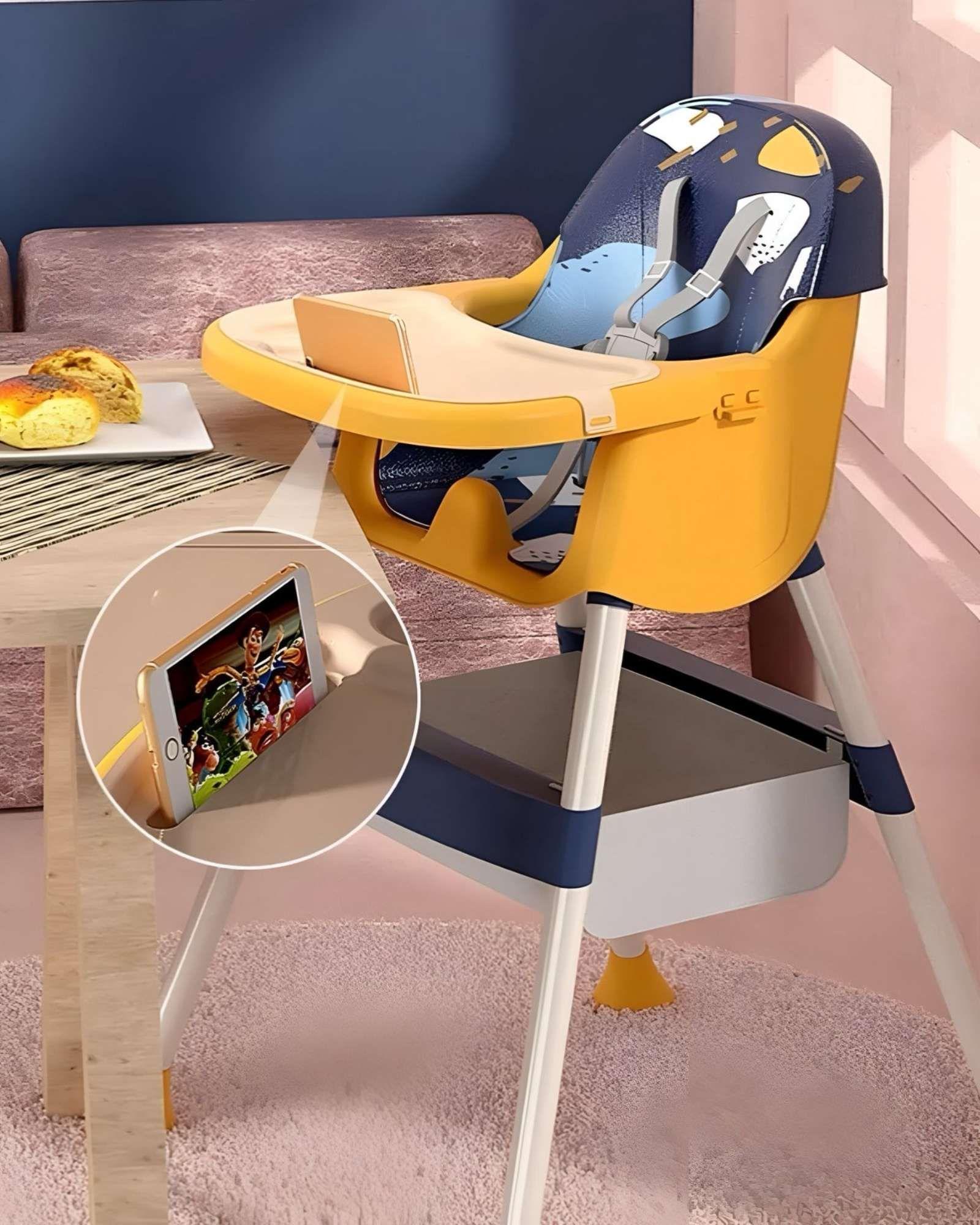 Silla de Comer Multifuncional para Bebé 2 en 1 Azul A7-2