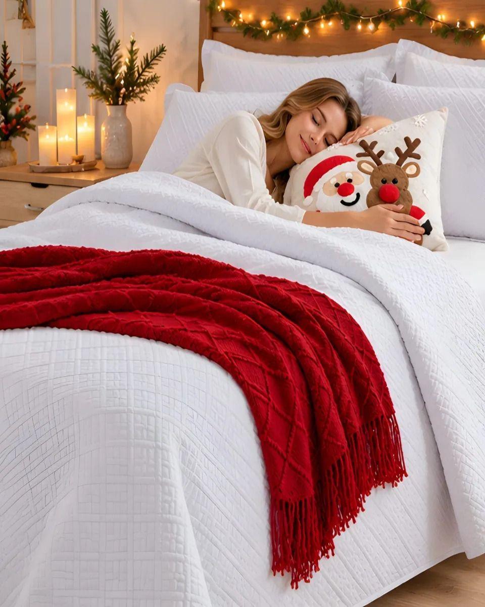 Cubrecama Texturizado Navideño con Manta 2 Plazas m31-4