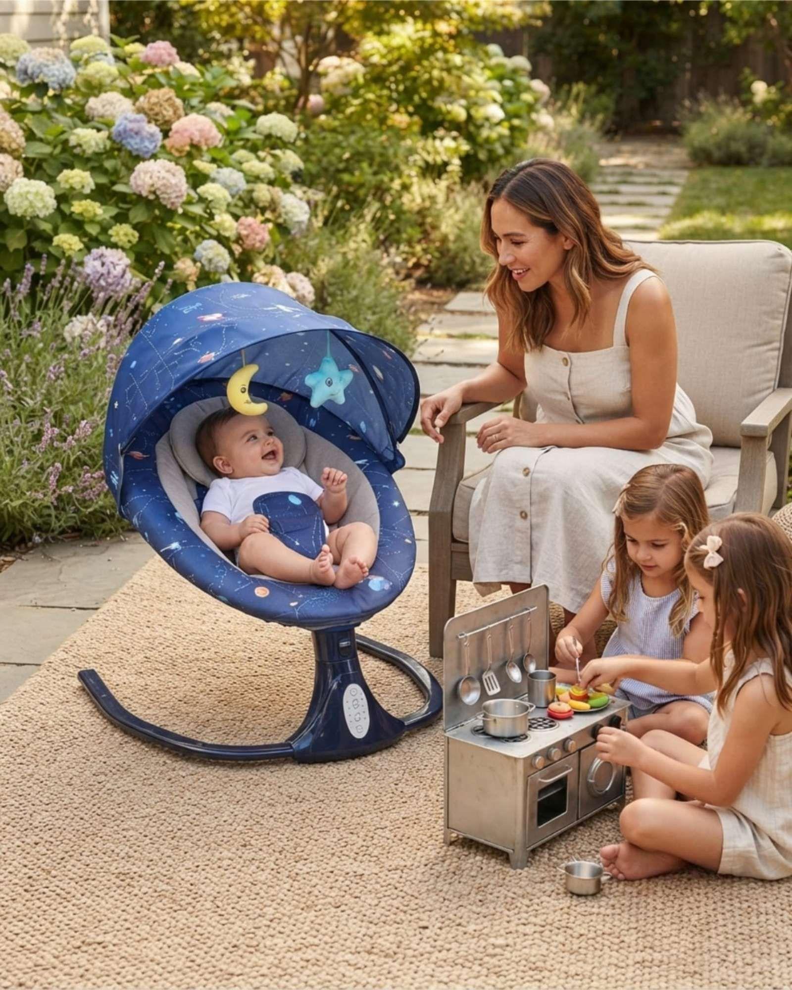 Silla Nido Mecedora Inteligente 360° para Bebé-4