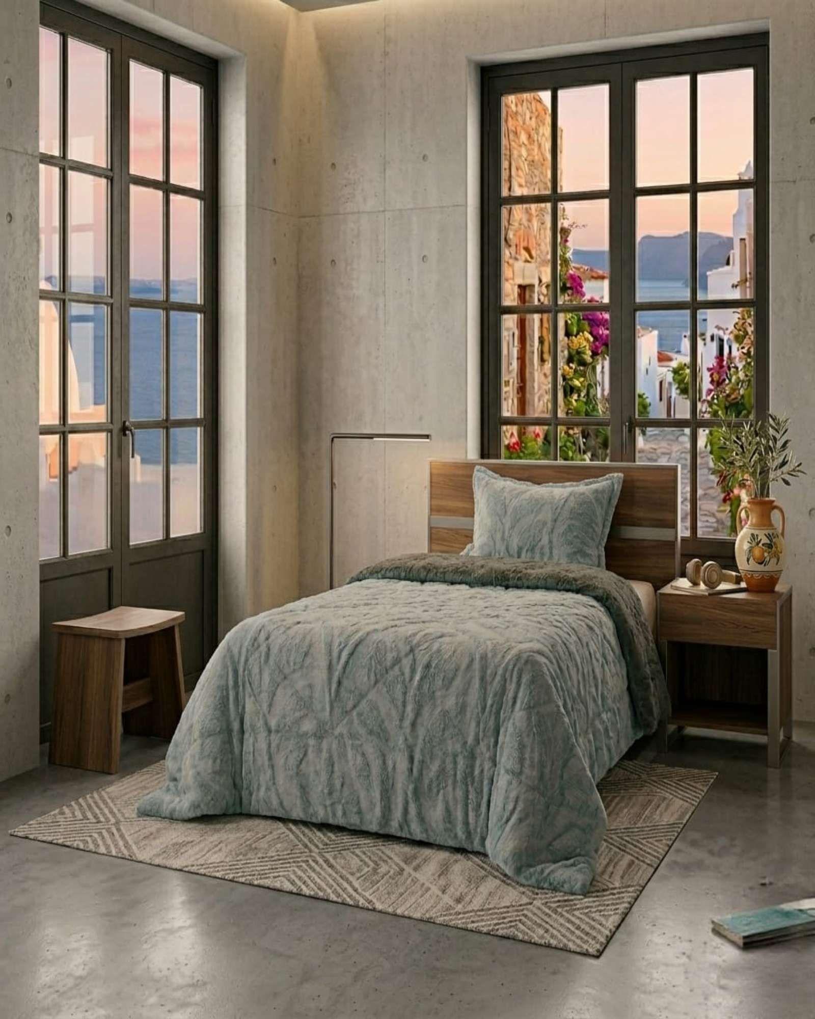 Cubrecama Plaza y Media Sherpa Jacquard Deluxe 2-2