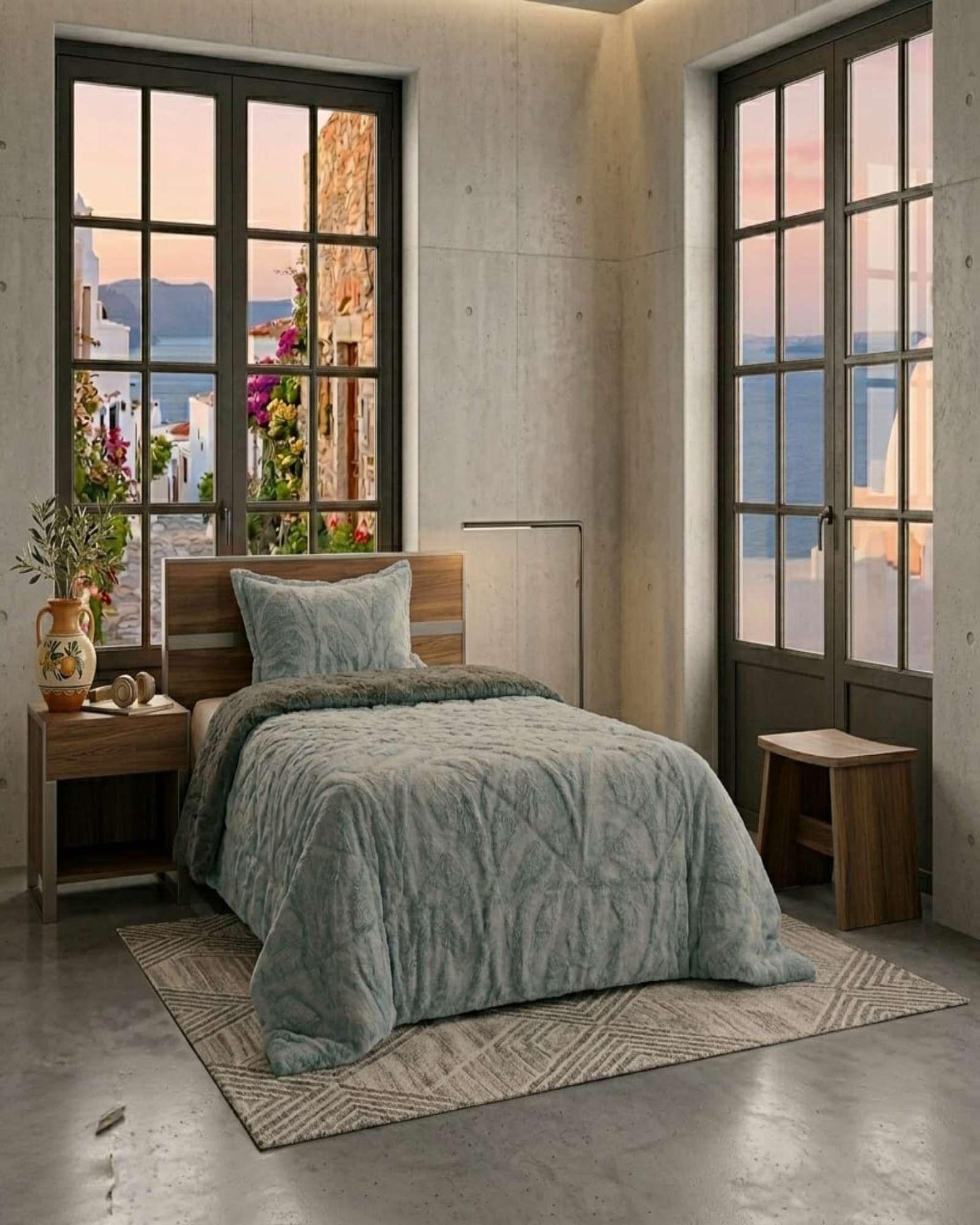 Cubrecama Plaza y Media Sherpa Jacquard Deluxe 2-4