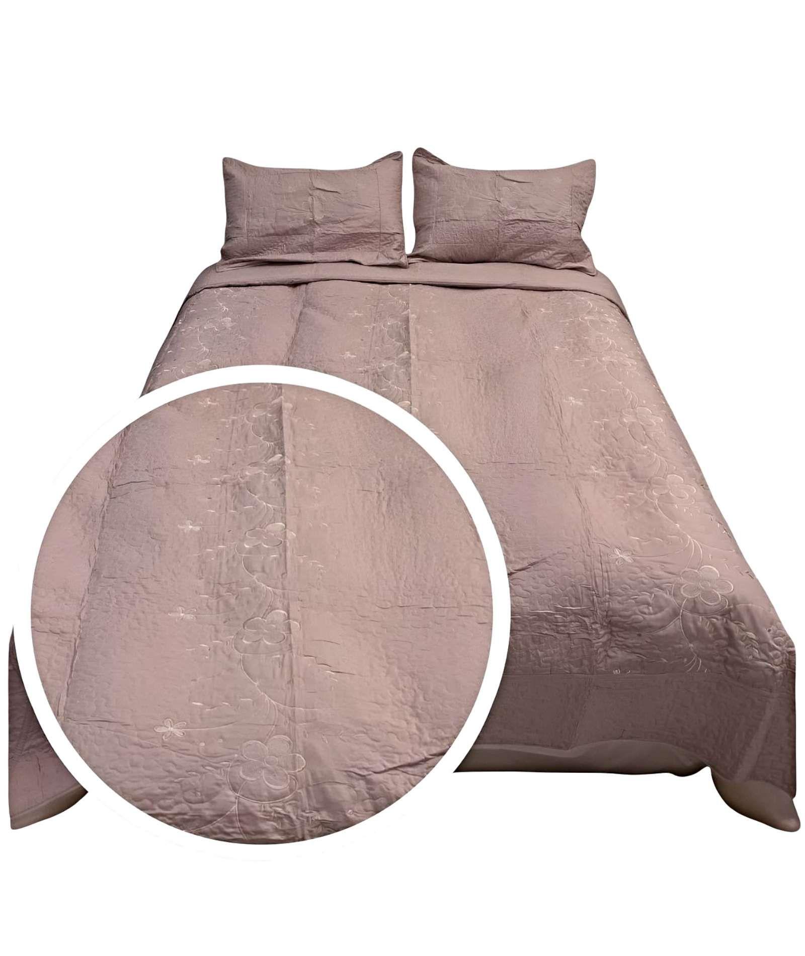 CUBRECAMA COLCHA QUILT DE VERANO 2 PLAZAS BORDADO A5-1