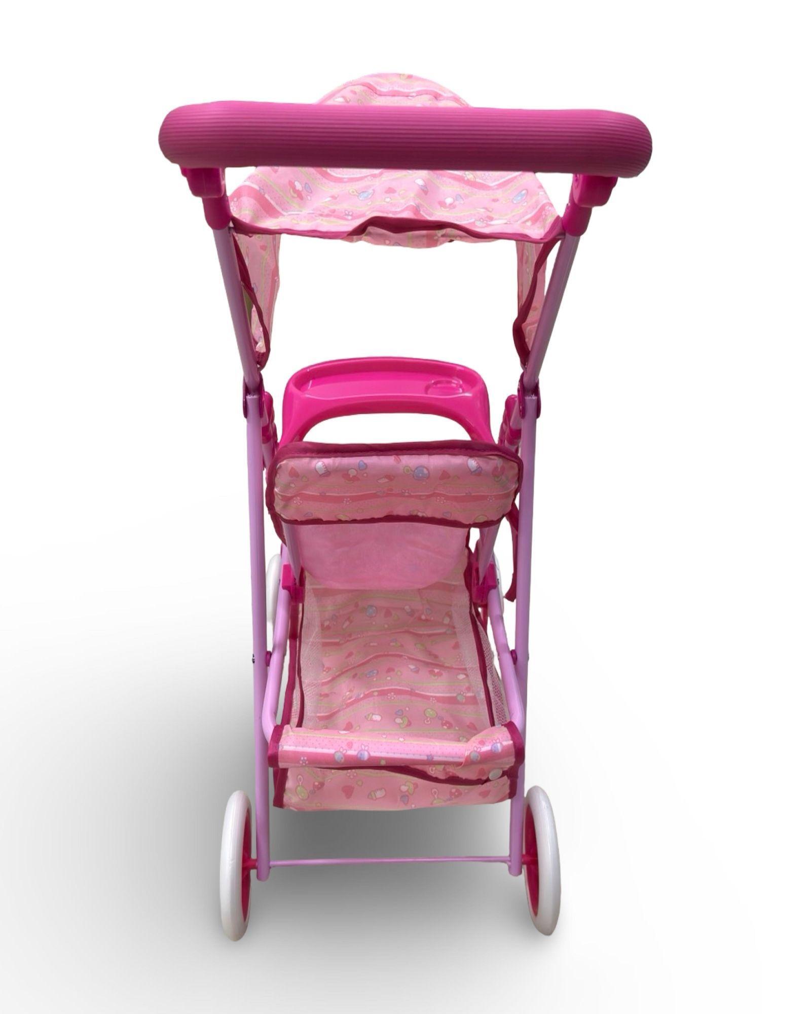 COCHE MUÑECA METALICO GRANDE DISEÑO ROSADO-2