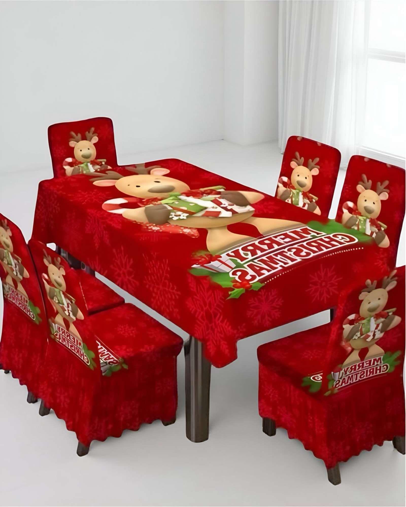 PACK de Mantel mas 6 Fundas de Sillas Navidad  01-2