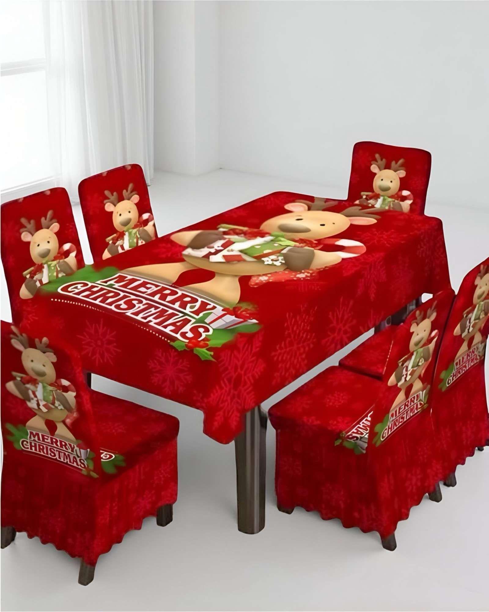 PACK de Mantel mas 6 Fundas de Sillas Navidad  01-3