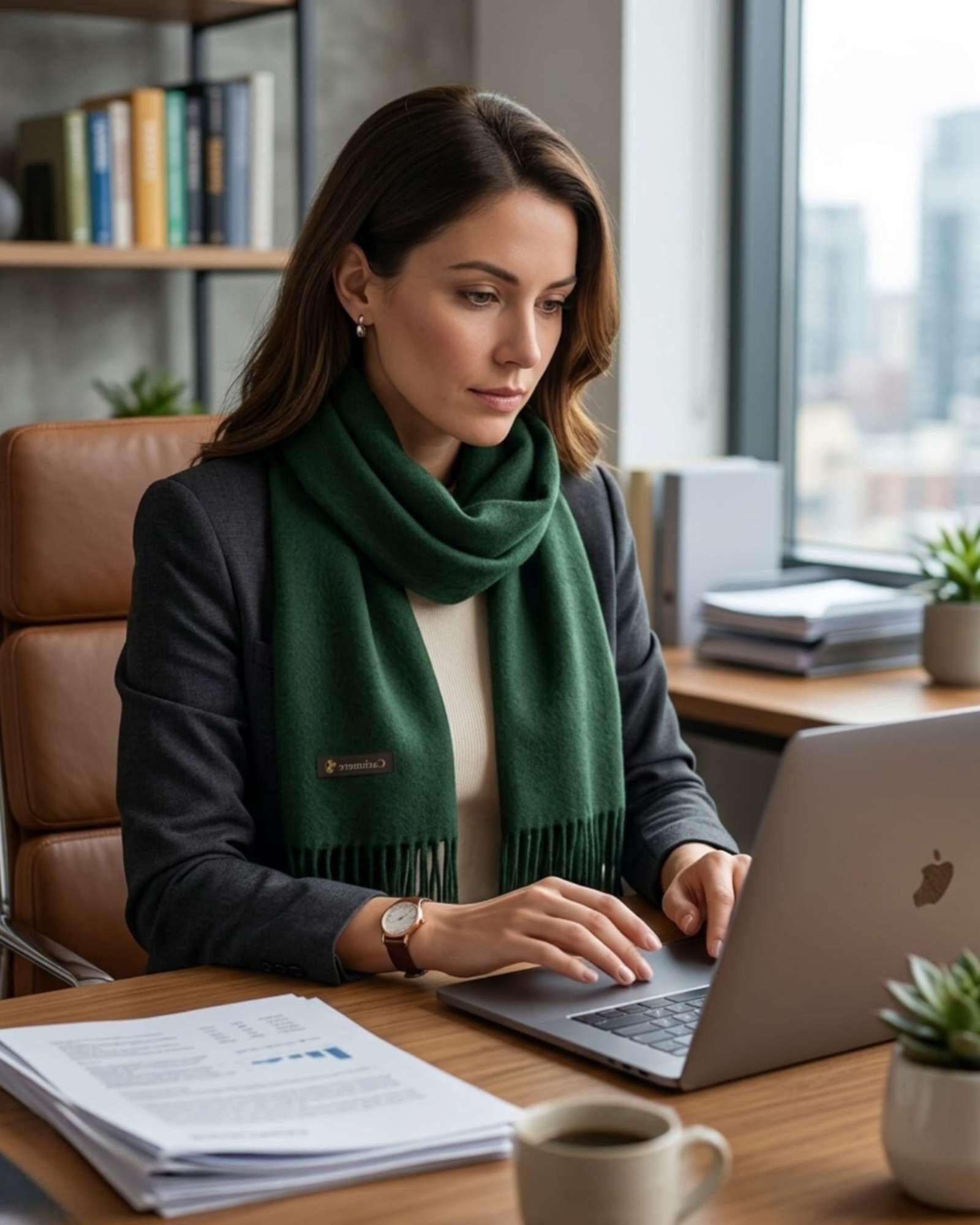 Bufanda Cashmere Premium Unisex Varios Colores verde-3