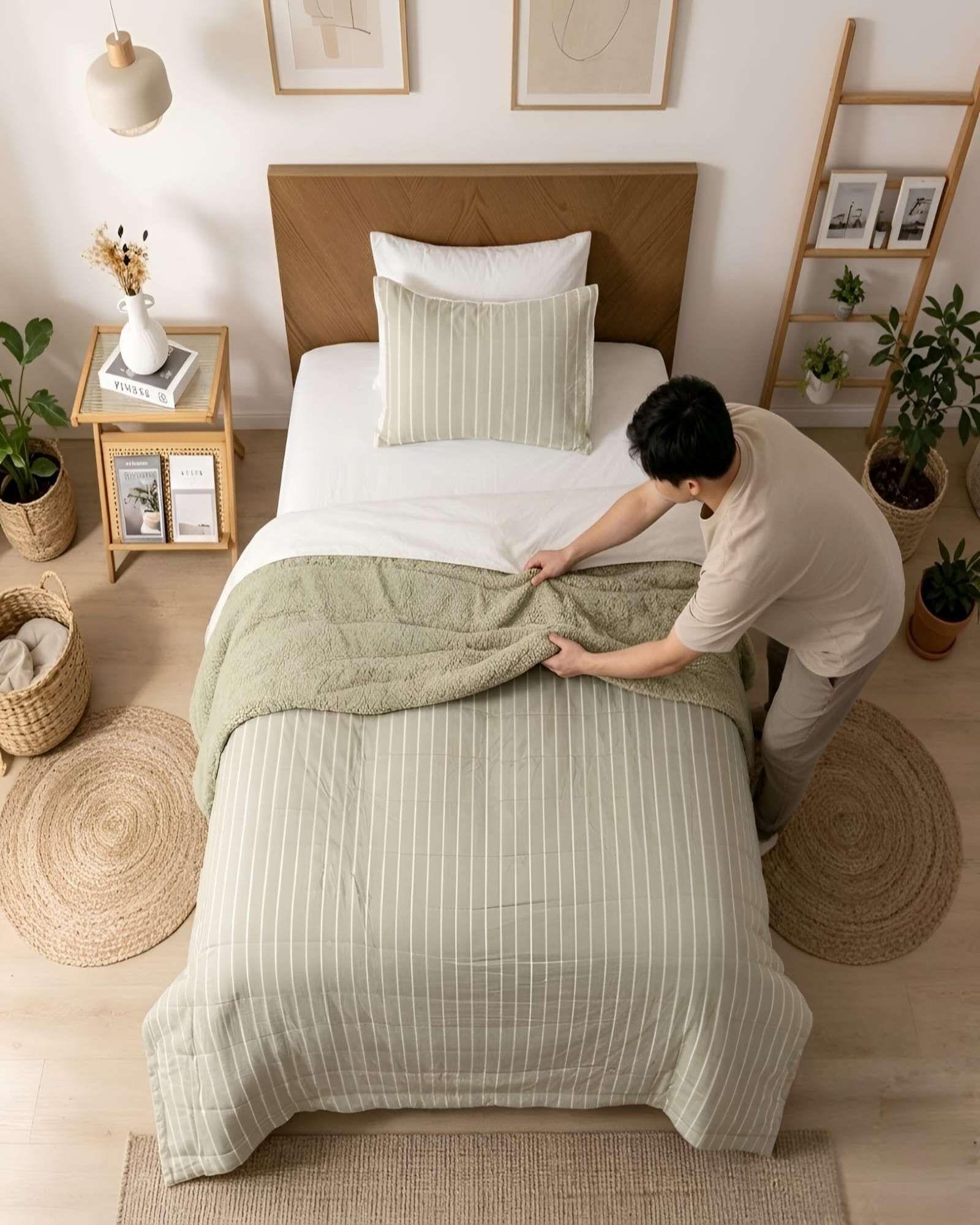 Quilt Plaza y Media Palma Cationic Con Sherpa Para Invierno m1-2