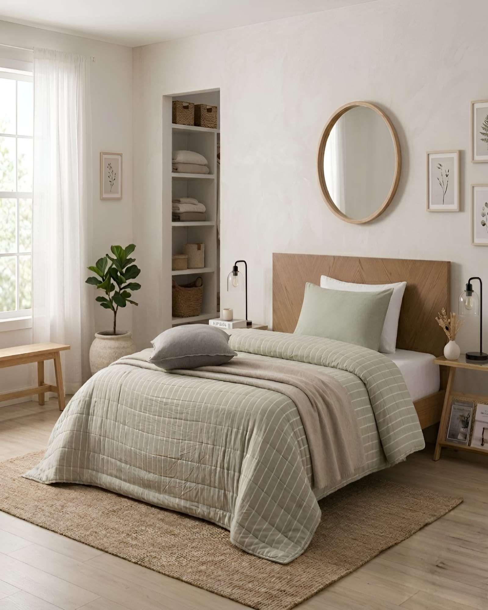 Quilt Plaza y Media Palma Cationic Con Sherpa Para Invierno m1-3