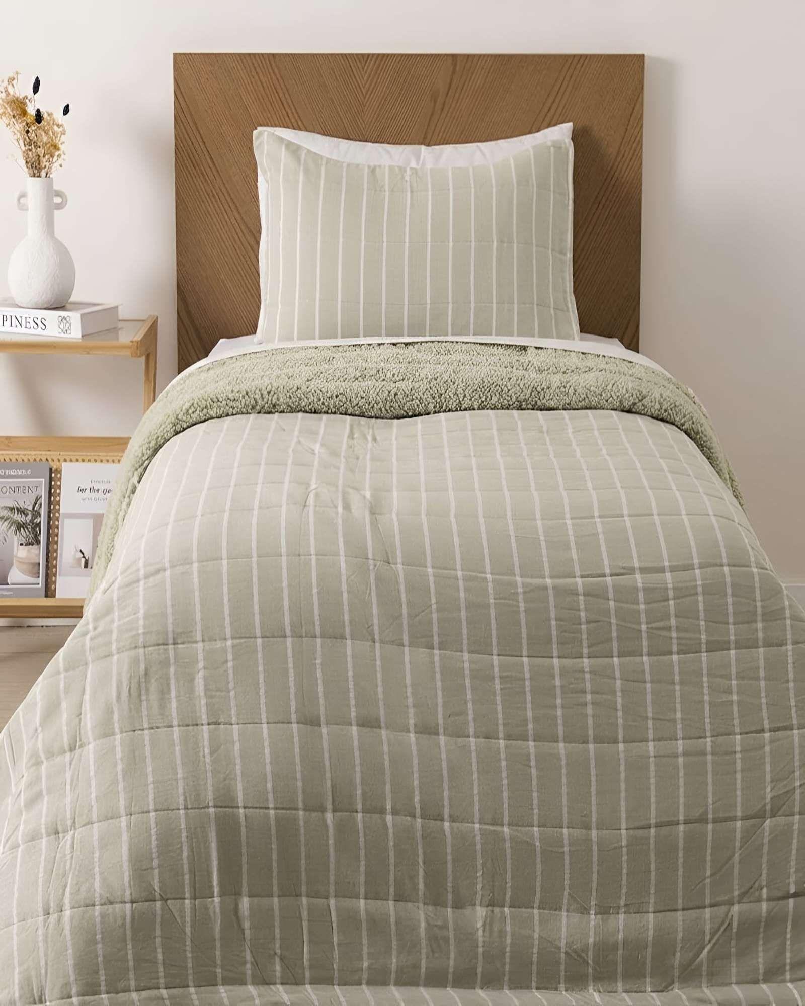 Quilt Plaza y Media Palma Cationic Con Sherpa Para Invierno m1-4