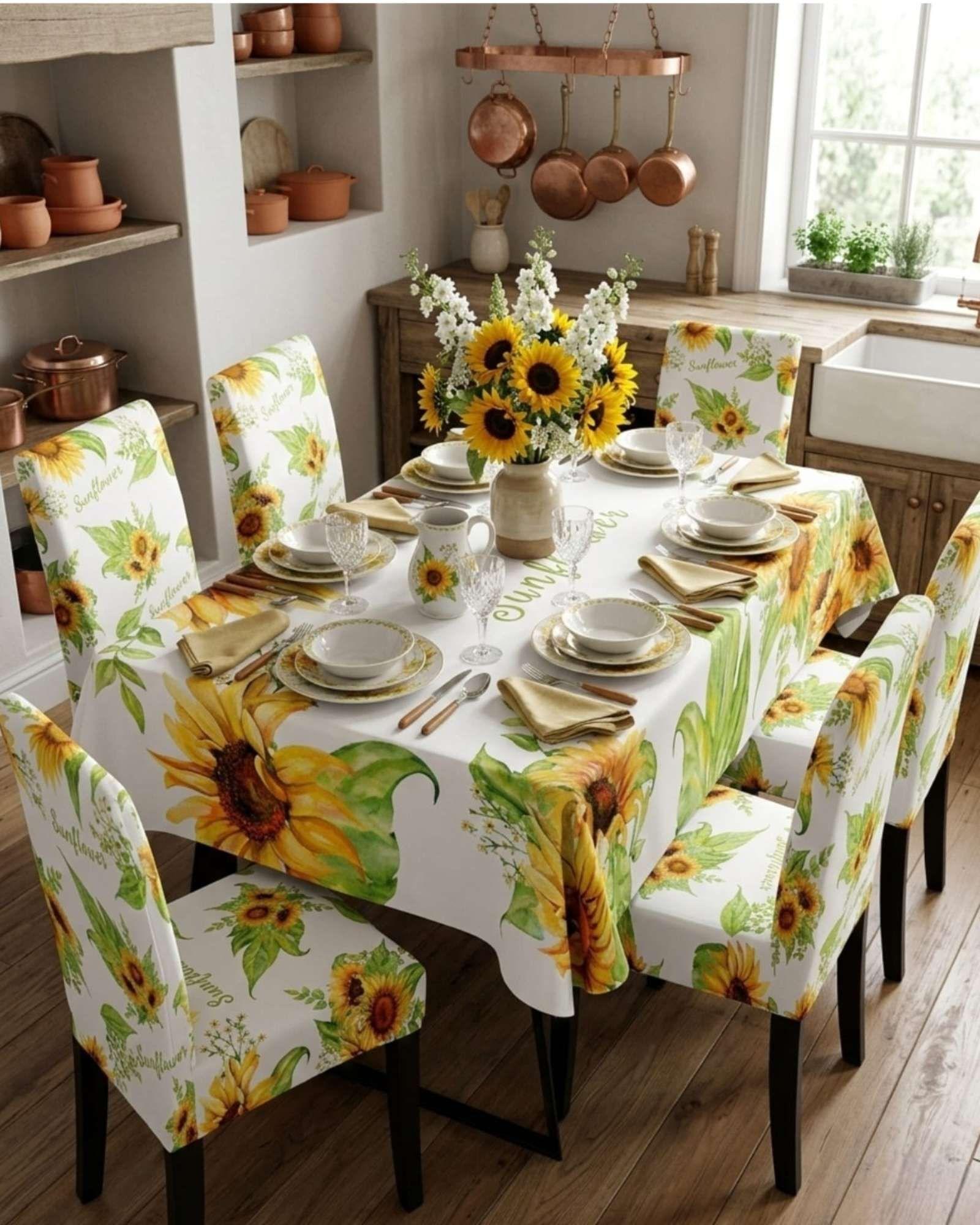 Juego De Mantel Antimanchas 140x220 + 6 Fundas De Silla 01-3