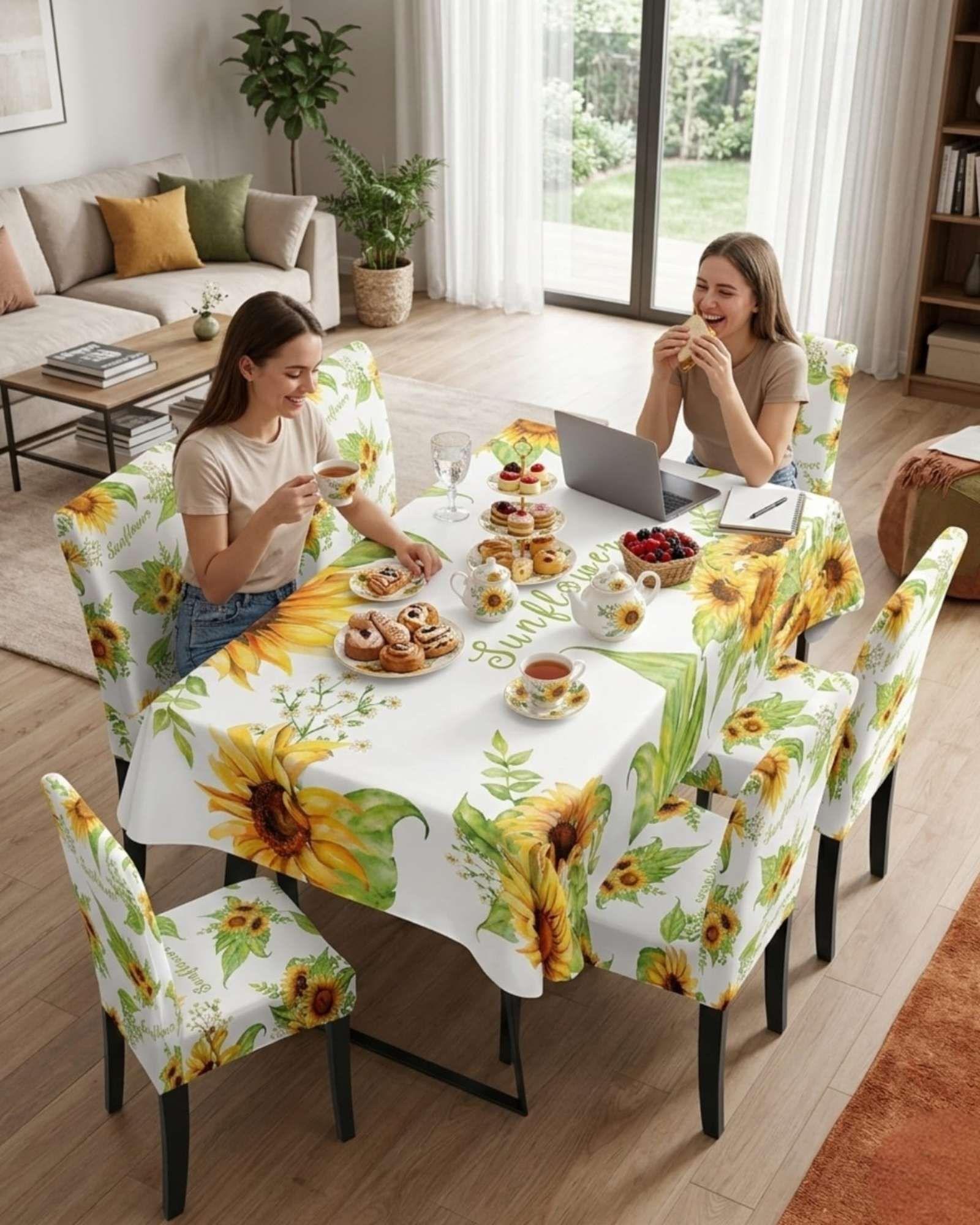 Juego De Mantel Antimanchas 140x220 + 6 Fundas De Silla 01-4