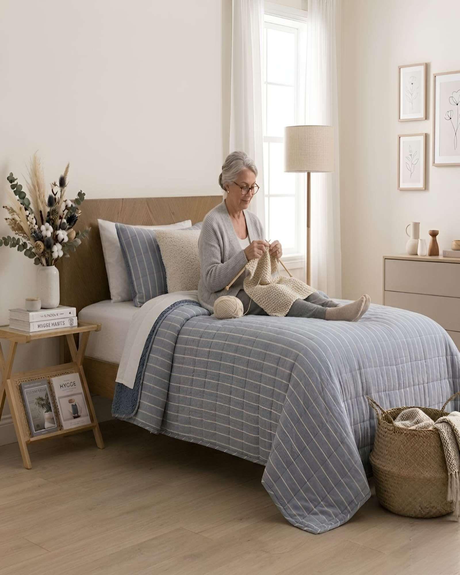 Quilt Plaza y Media Palma Cationic Con Sherpa Para Invierno m2-0