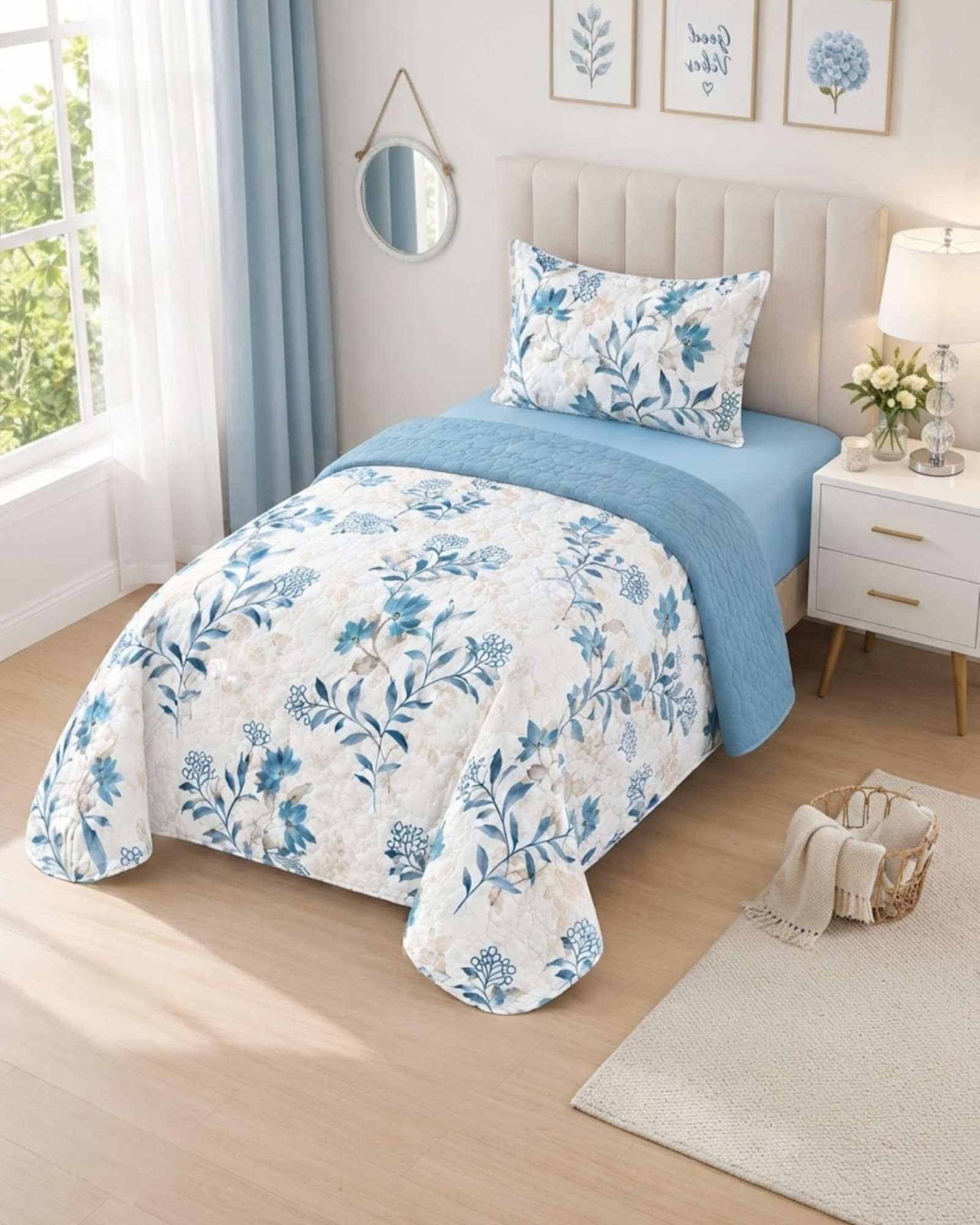 Juego Cubrecama Quilt Verano 1.5 Plazas + Juego De Sábanas 15-3