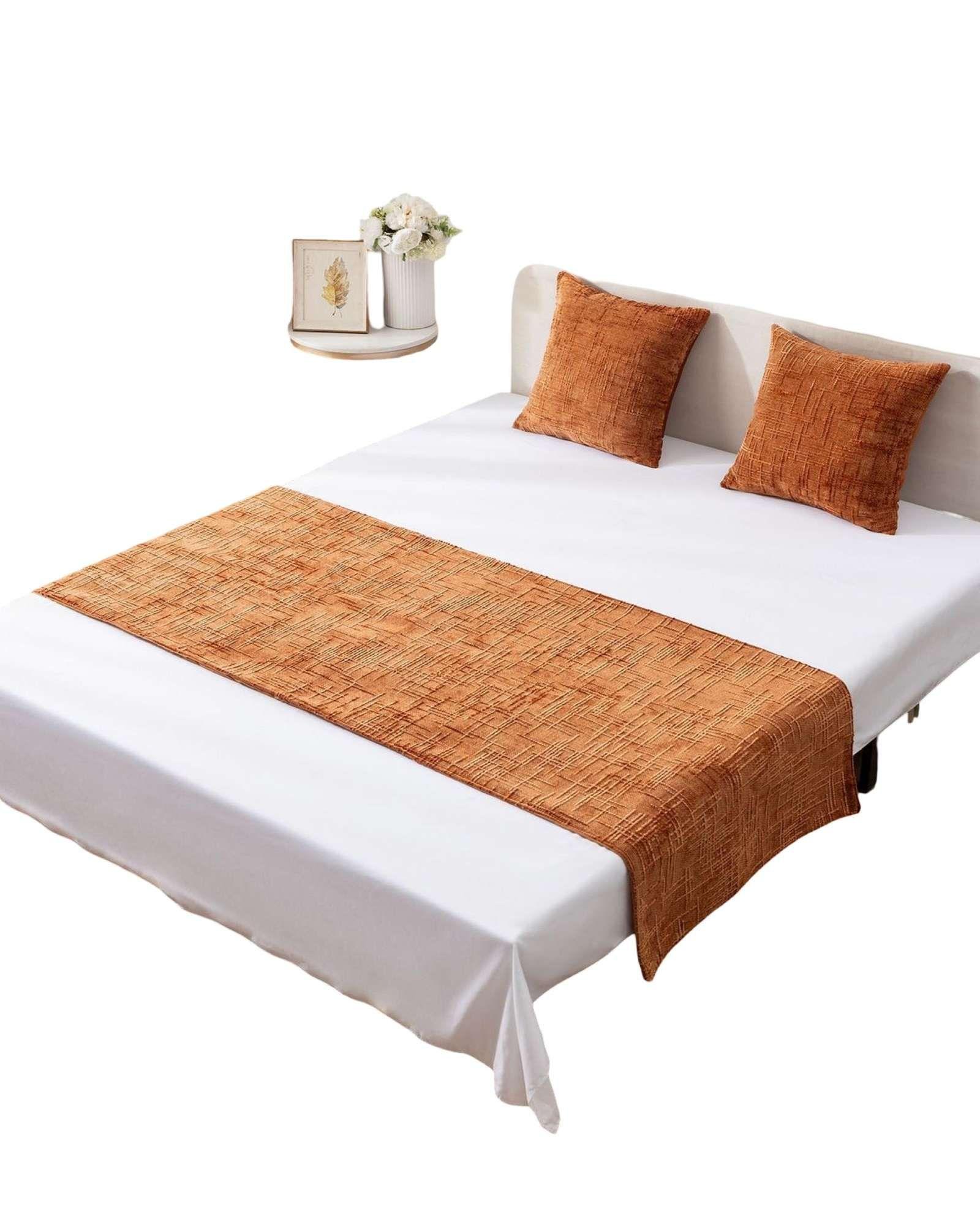 JUEGO DE PIECERA CON 2 FUNDAS MODELO CHENILLE NARANJA-2