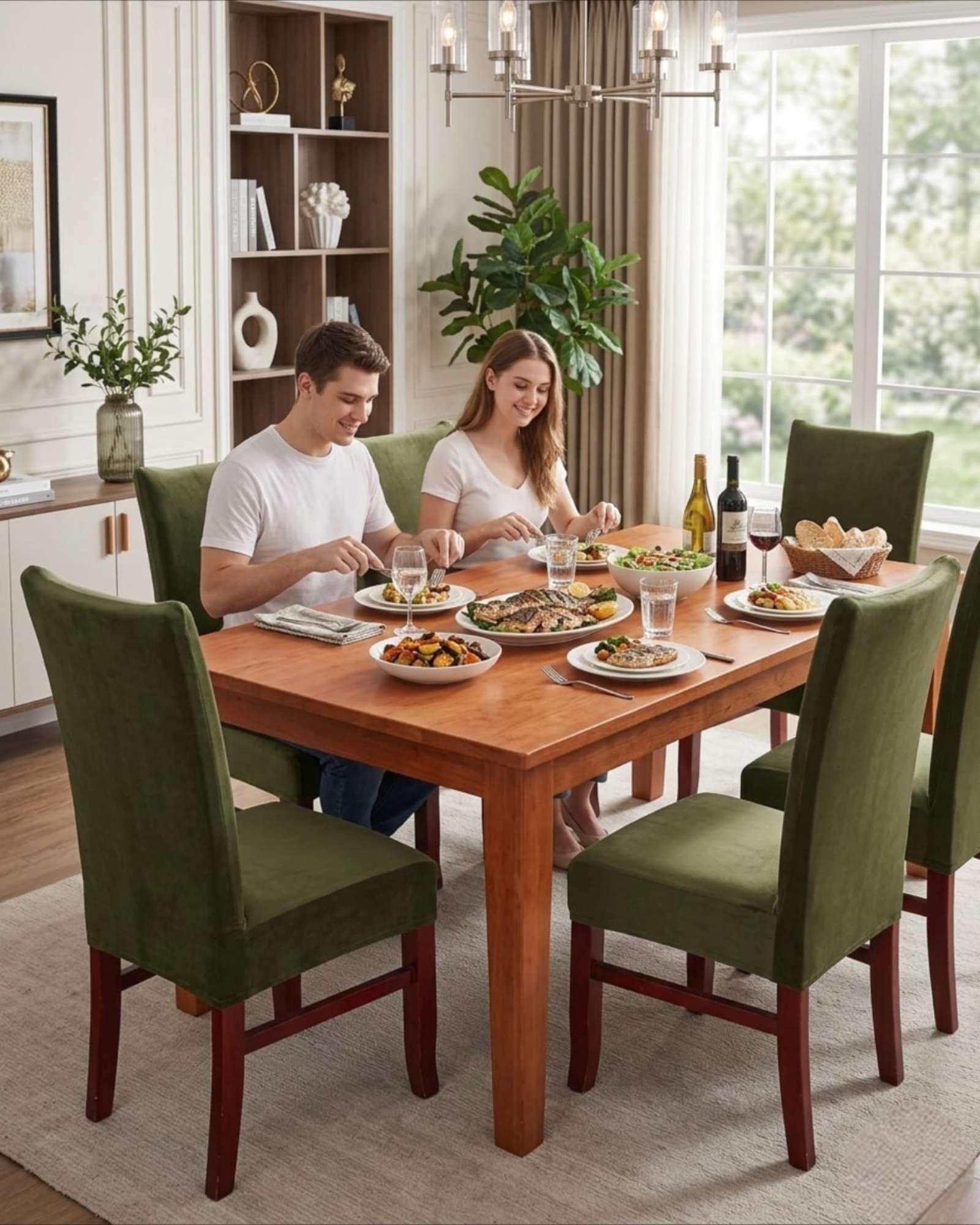 JUEGOS DE 6 FUNDAS PARA SILLAS  CON DISEÑO ELASTICO M31-2