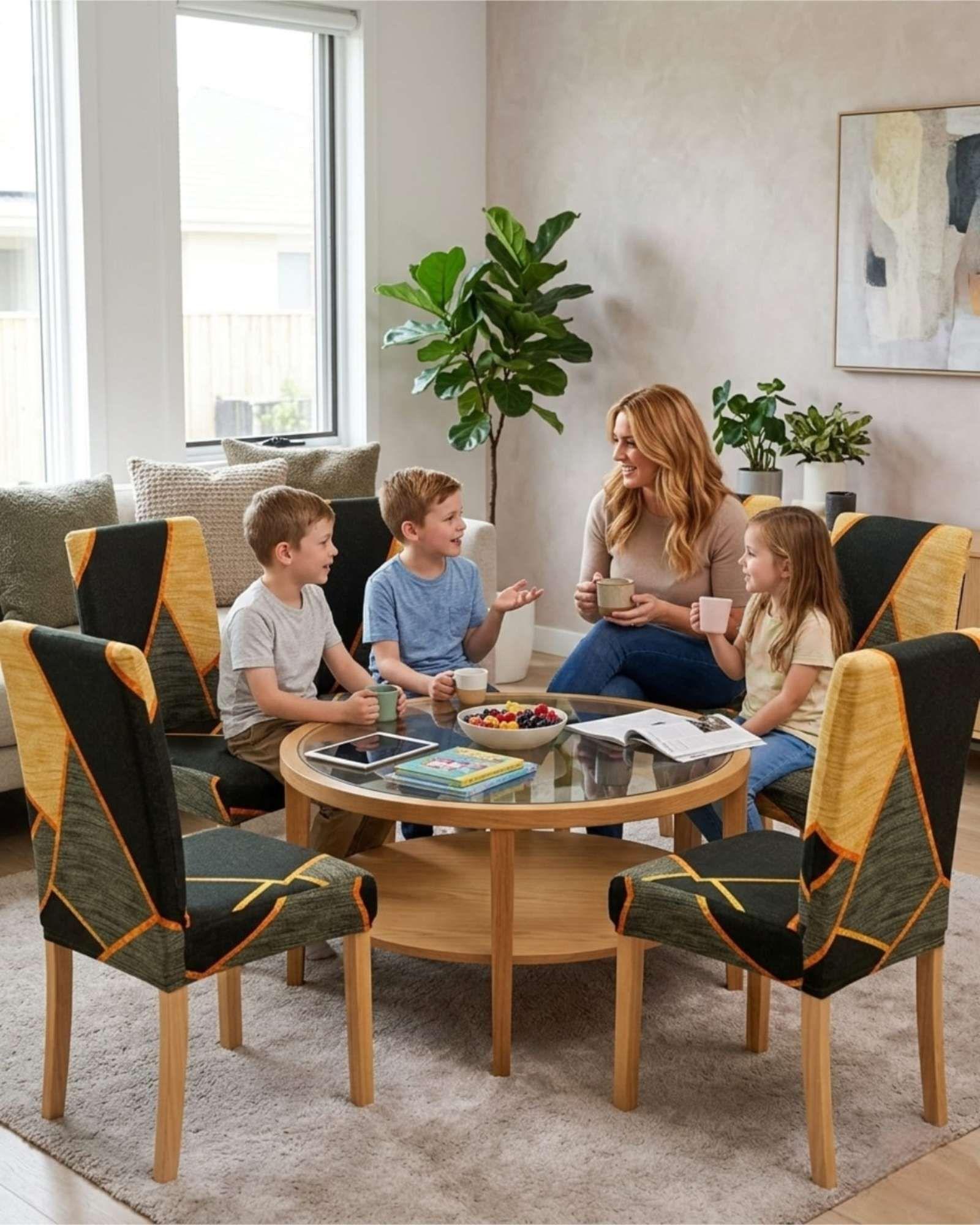 JUEGOS DE 6 FUNDAS PARA SILLAS  CON DISEÑO ELASTICO M12-3