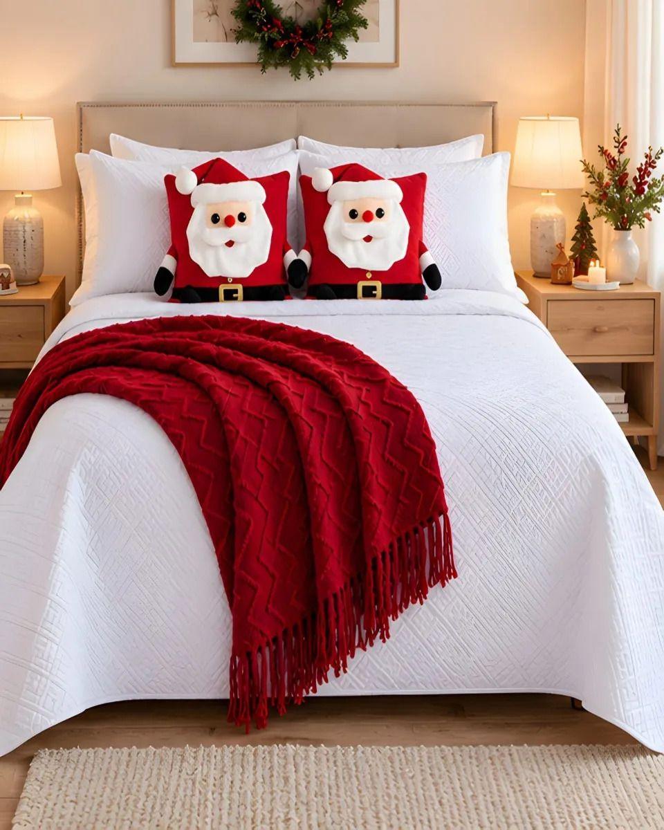 Cubrecama Texturizado Navideño con Manta 2 Plazas m29-1