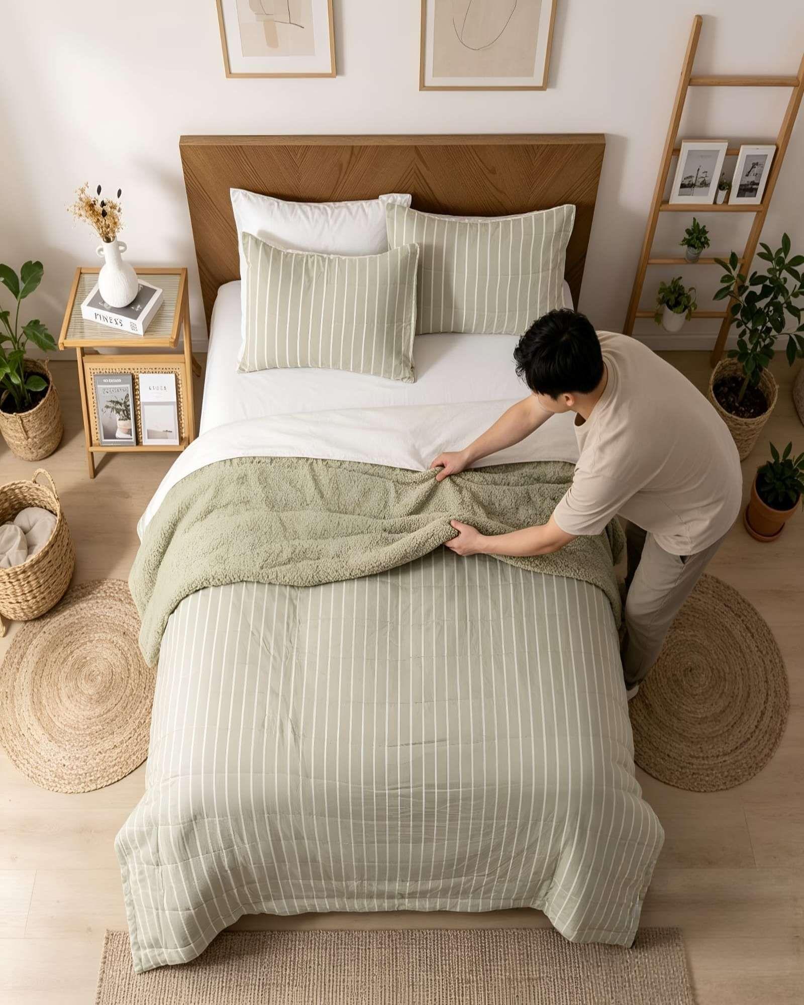 Quilt 2 Plazas Palma Cationic Con Sherpa Para Invierno m1-3