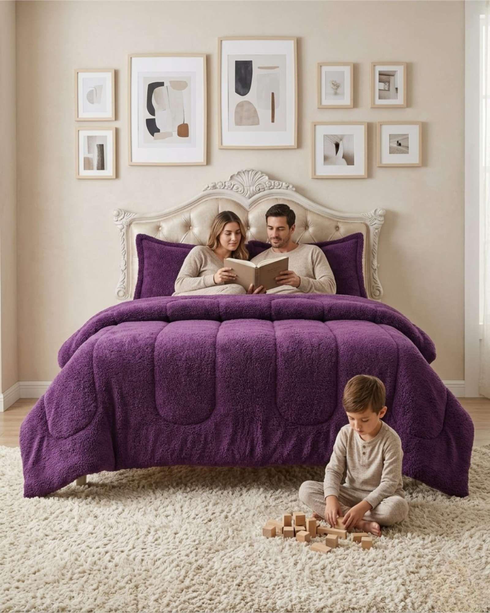 Cubrecama de Plush con Chiporro Diseño Ondas king / Super king morado-3