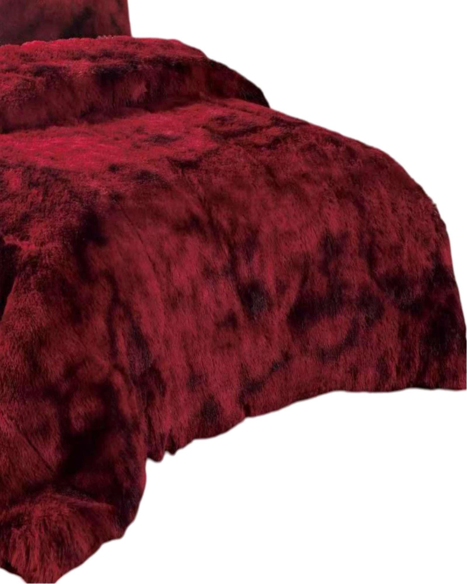 PLUMÓN PELUDO 2 PLAZAS ROJO JASPEADO-2