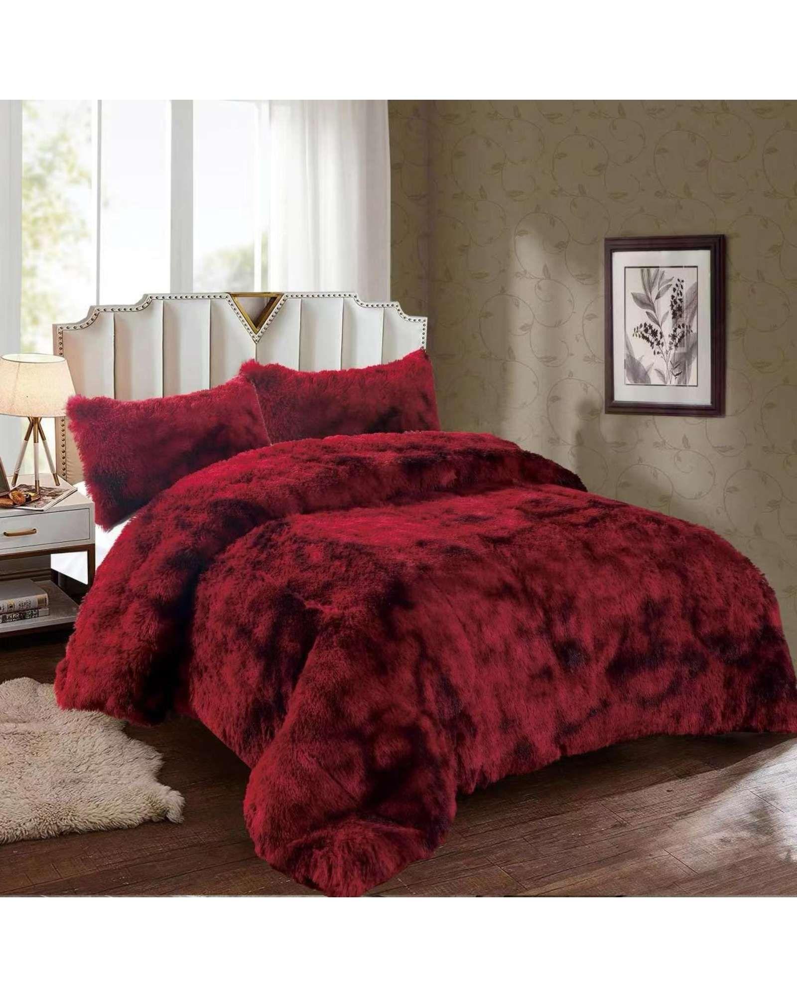 PLUMÓN PELUDO 2 PLAZAS ROJO JASPEADO-3