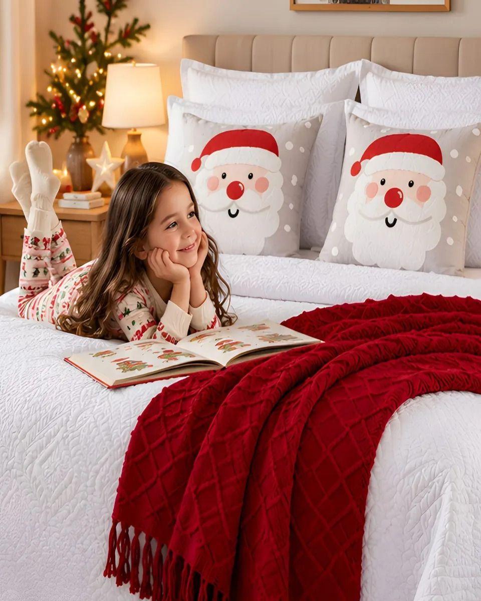 Cubrecama Texturizado Navideño con Manta 2 Plazas m7-3