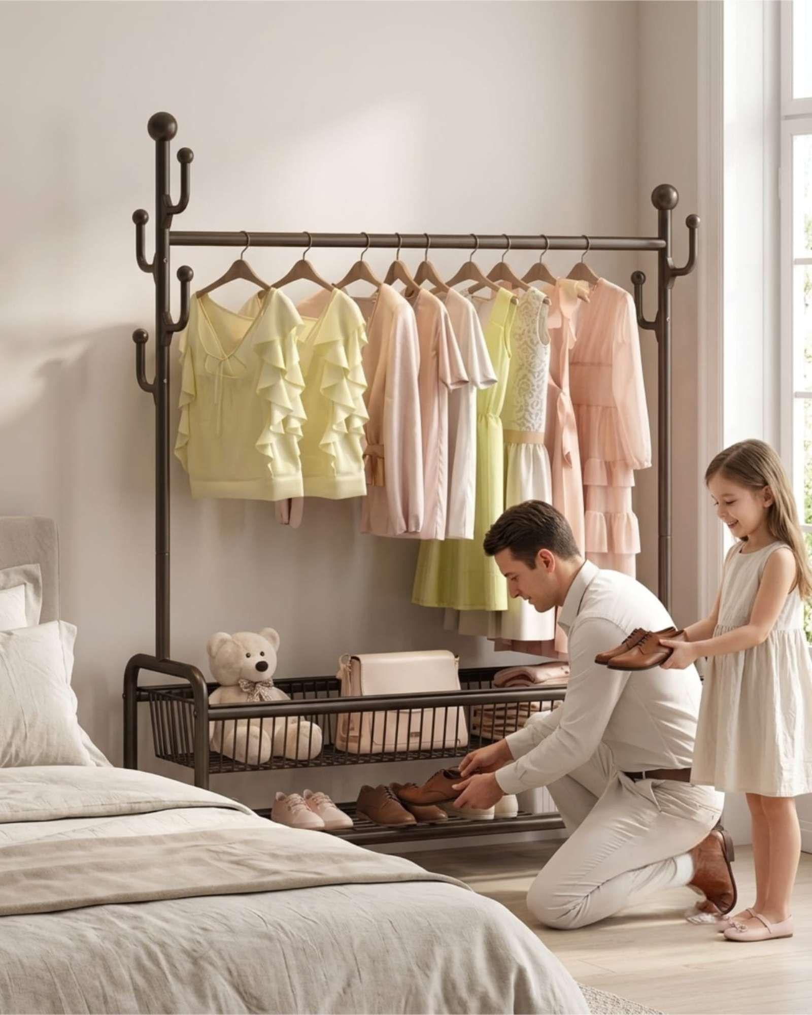 Perchero De Pie Con Ruedas Diseno Cactus Organizador m3-4