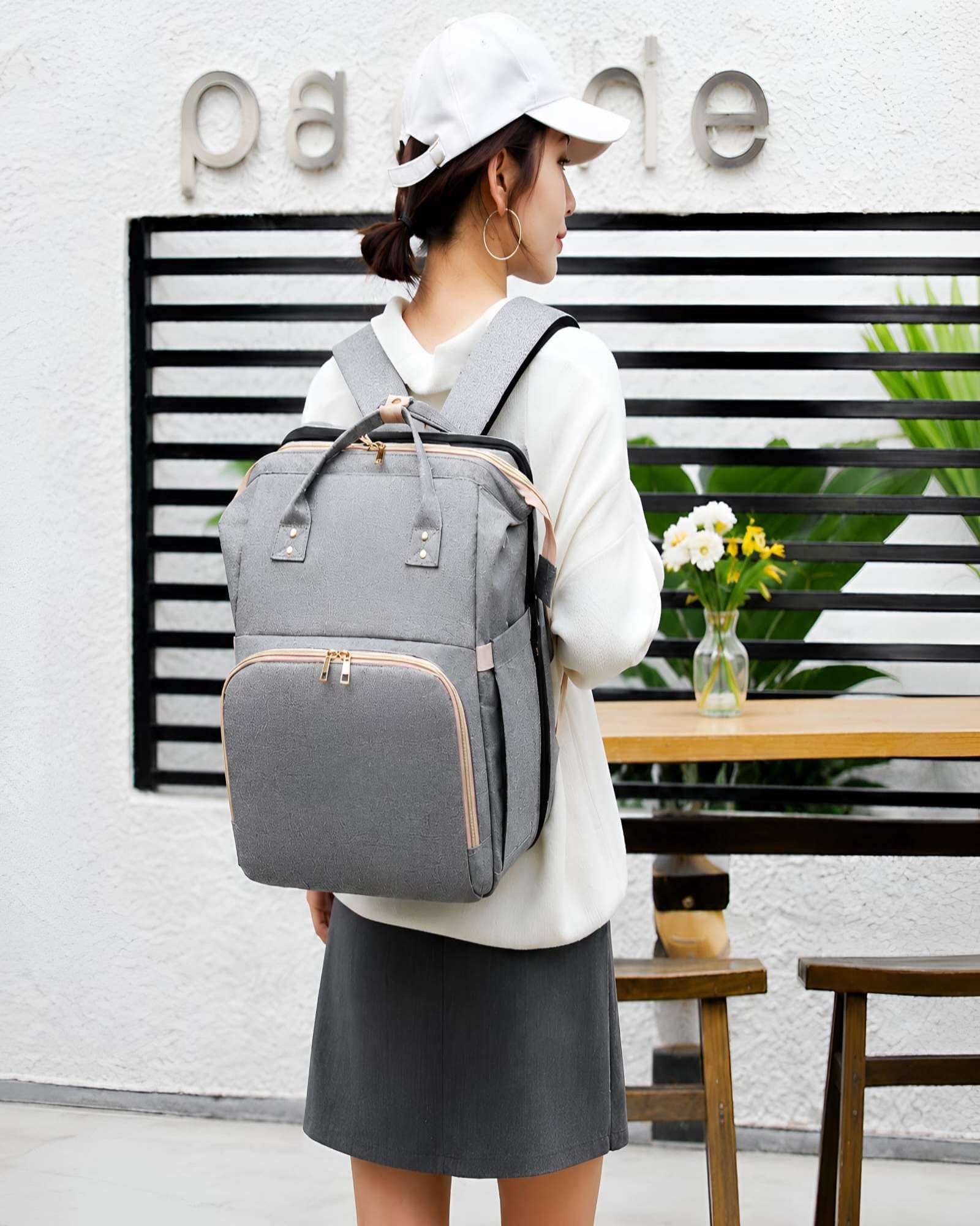 Mochila Pañalera Multifuncional 3 en 1 con Cuna Portátil y Cambiador 02-2