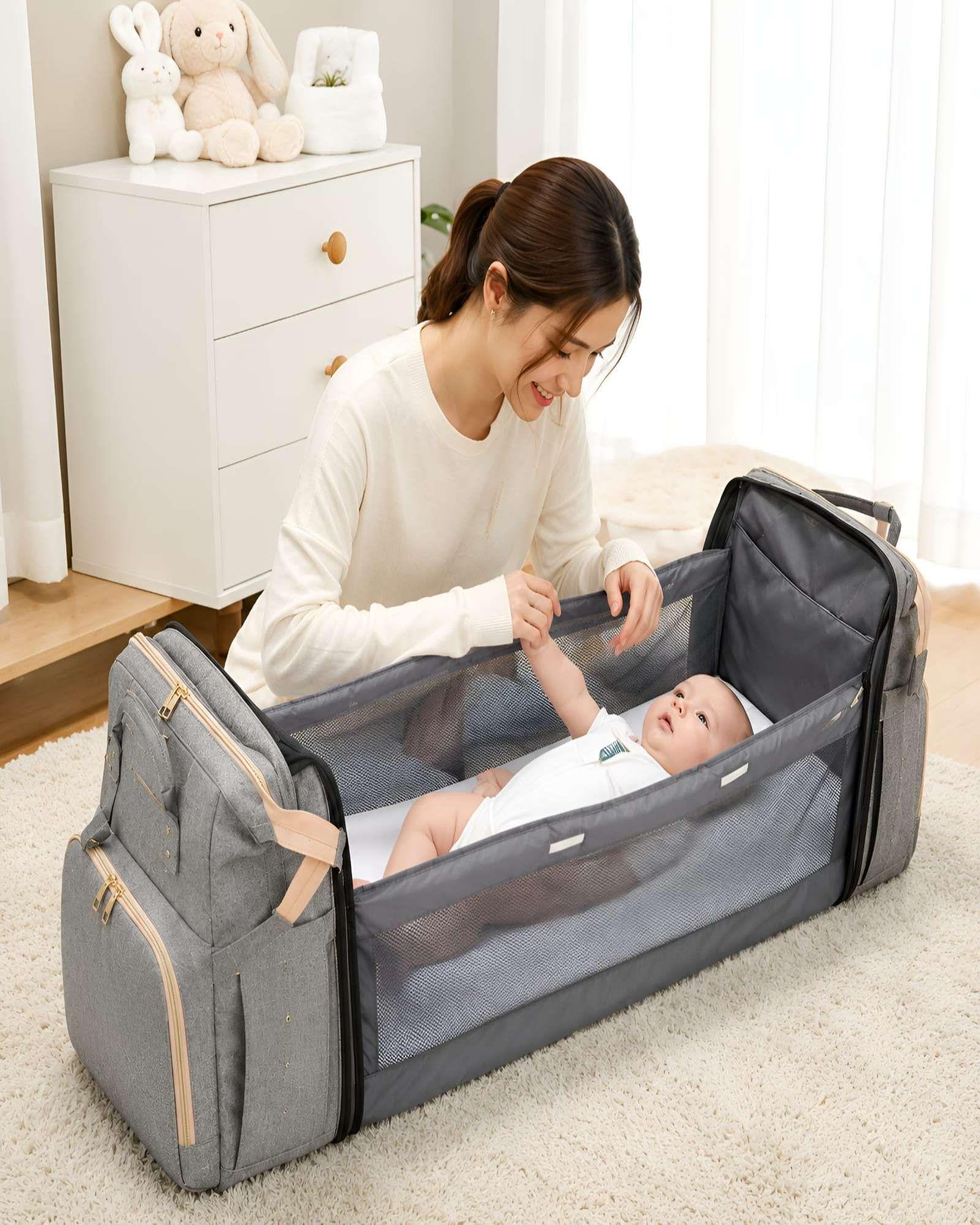 Mochila Pañalera Multifuncional 3 en 1 con Cuna Portátil y Cambiador 02-3