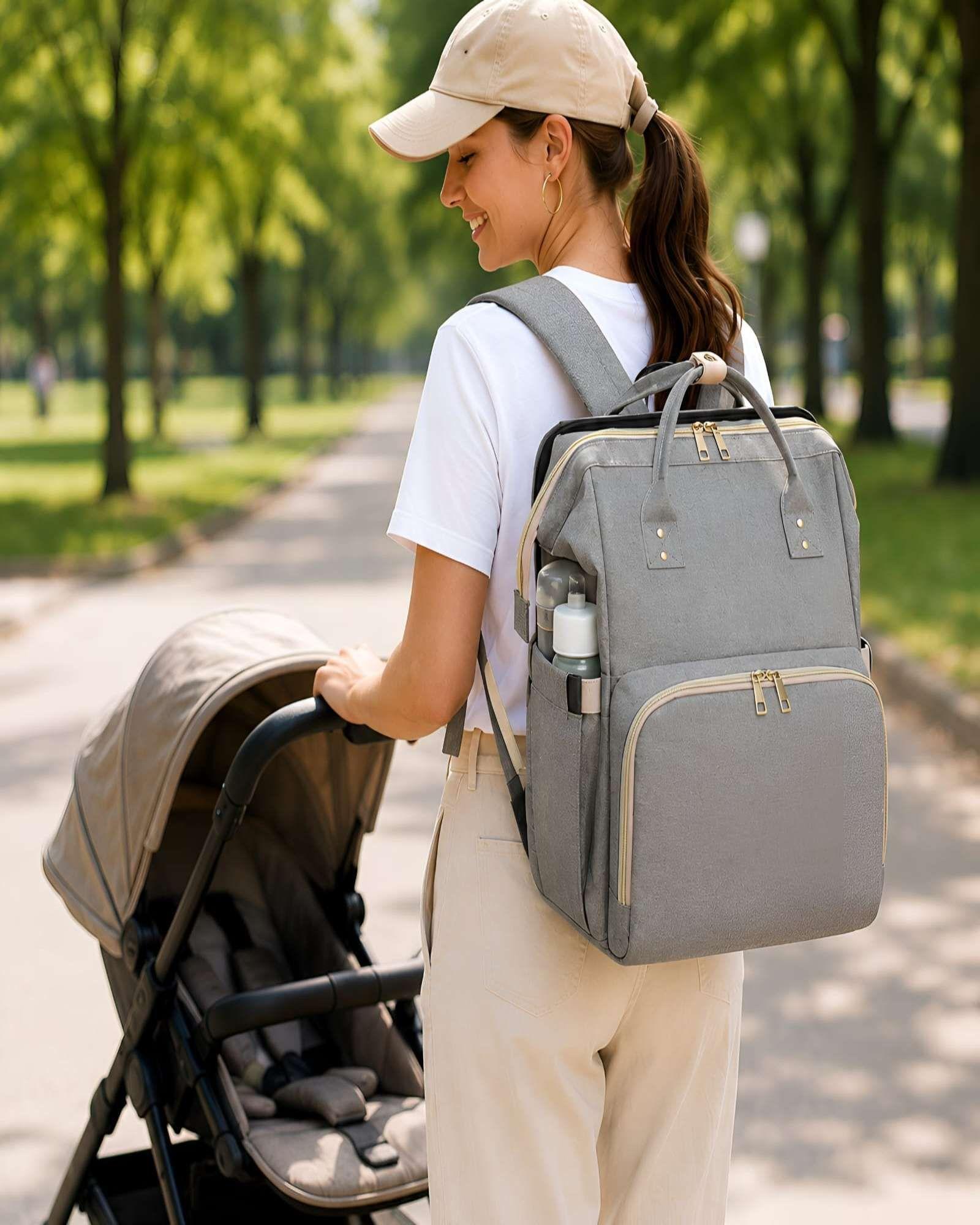 Mochila Pañalera Multifuncional 3 en 1 con Cuna Portátil y Cambiador 02-4