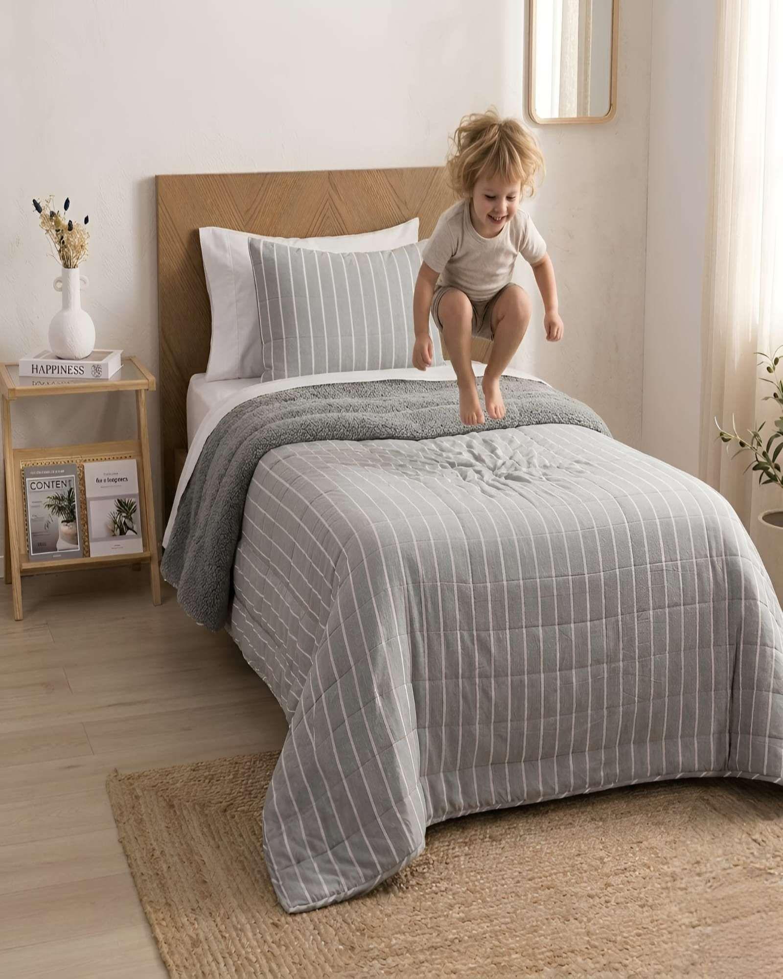 Quilt Plaza y Media Palma Cationic Con Sherpa Para Invierno m3-4
