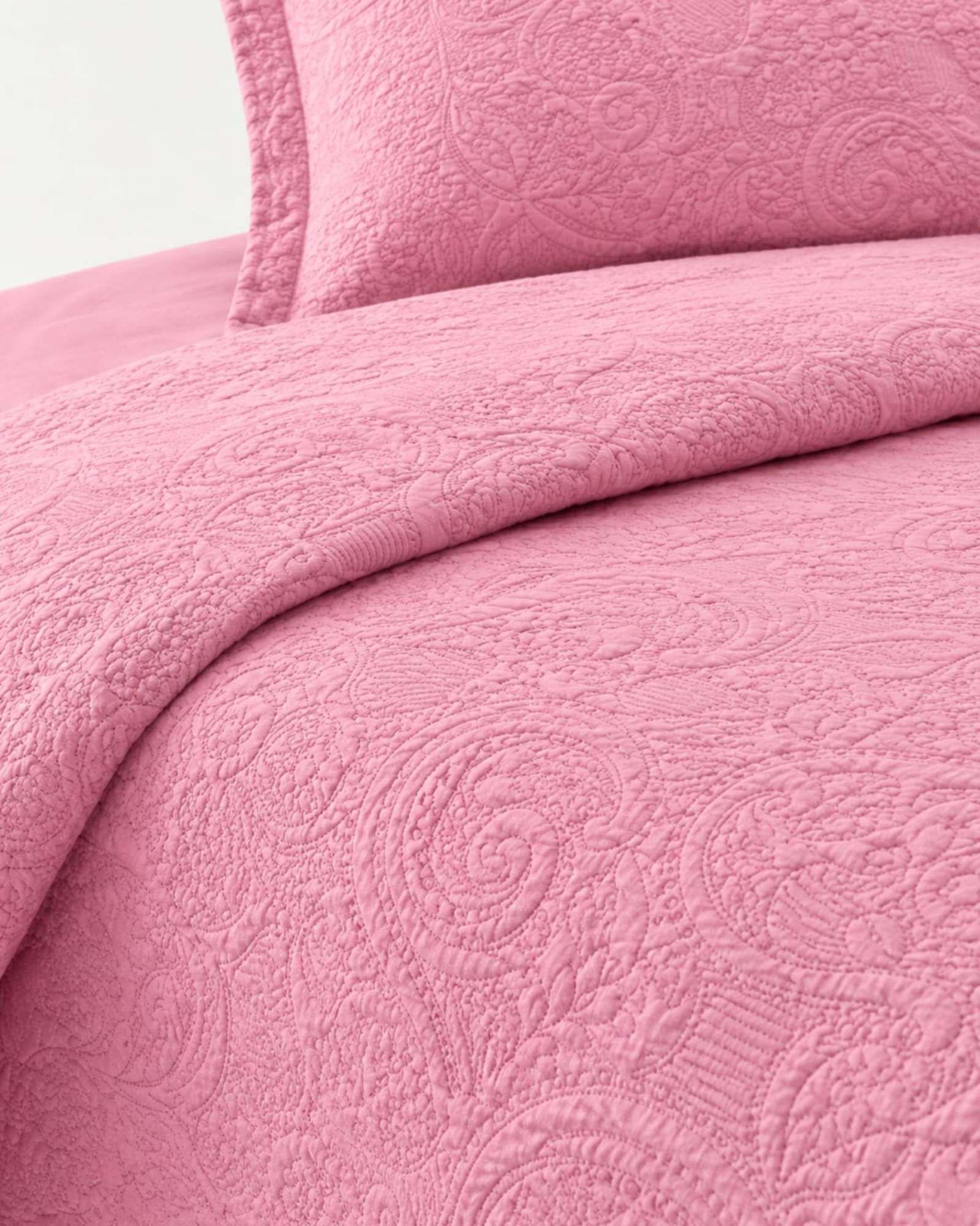 Set Cubrecama Quilt Verano Liso con Relieve + Sábanas 1.5 Plazas 07-1