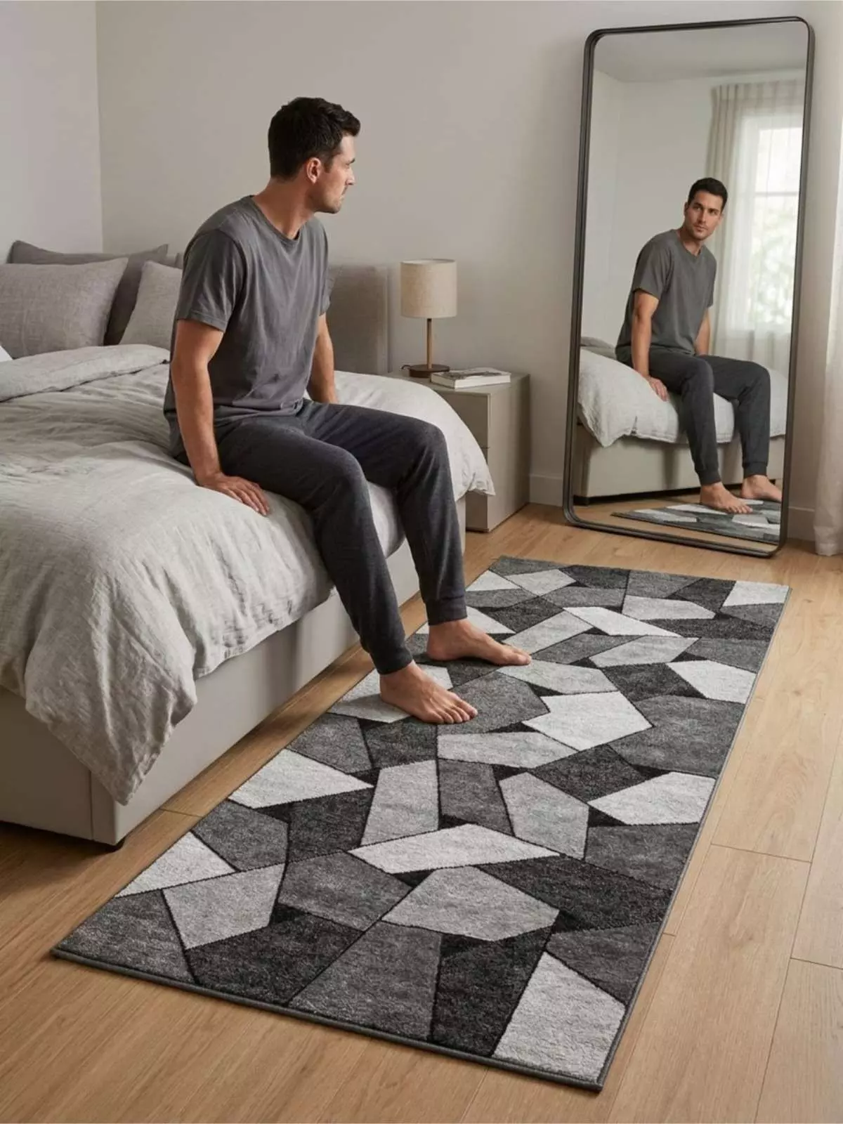 Alfombra De Pasillo Antideslizante 60x180 Suave Lavable color gris-4