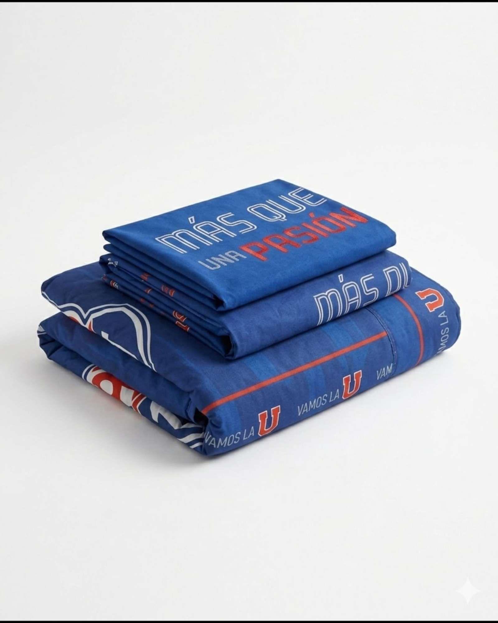 Sábanas 2 Plazas U. de Chile Suavidad y Pasión Azul en tu Cama-3