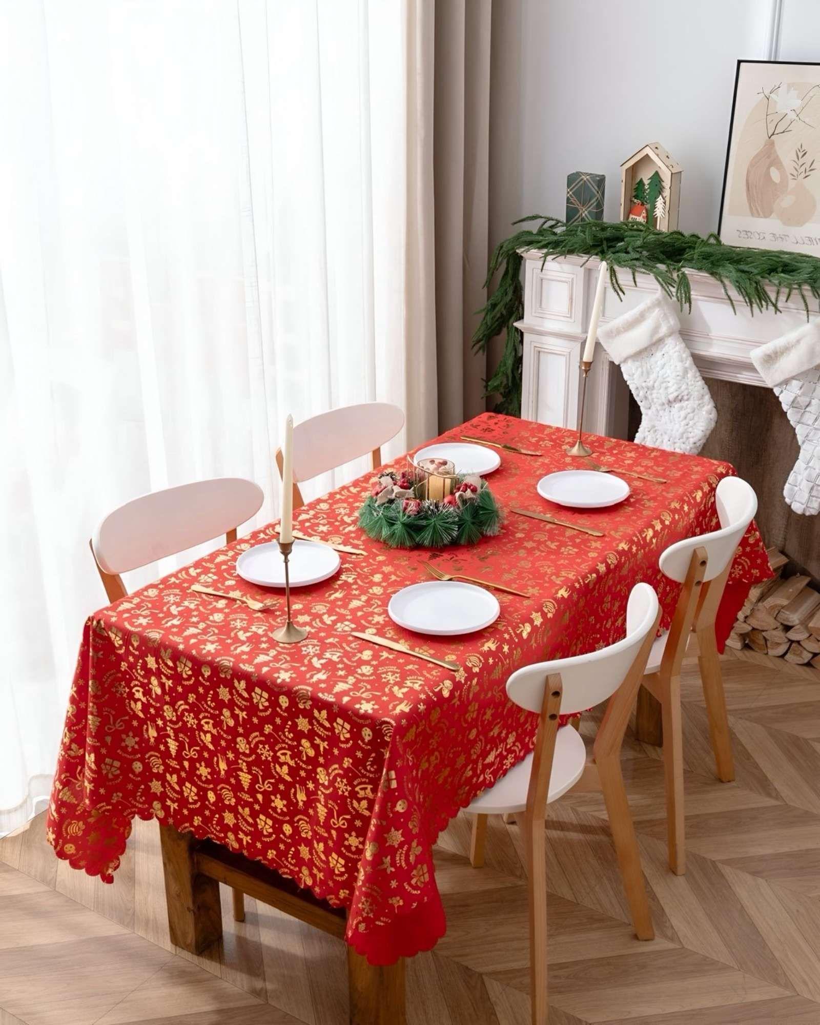 Mantel decorativo antimanchas Diseño navideño 140x220 cm 10-2