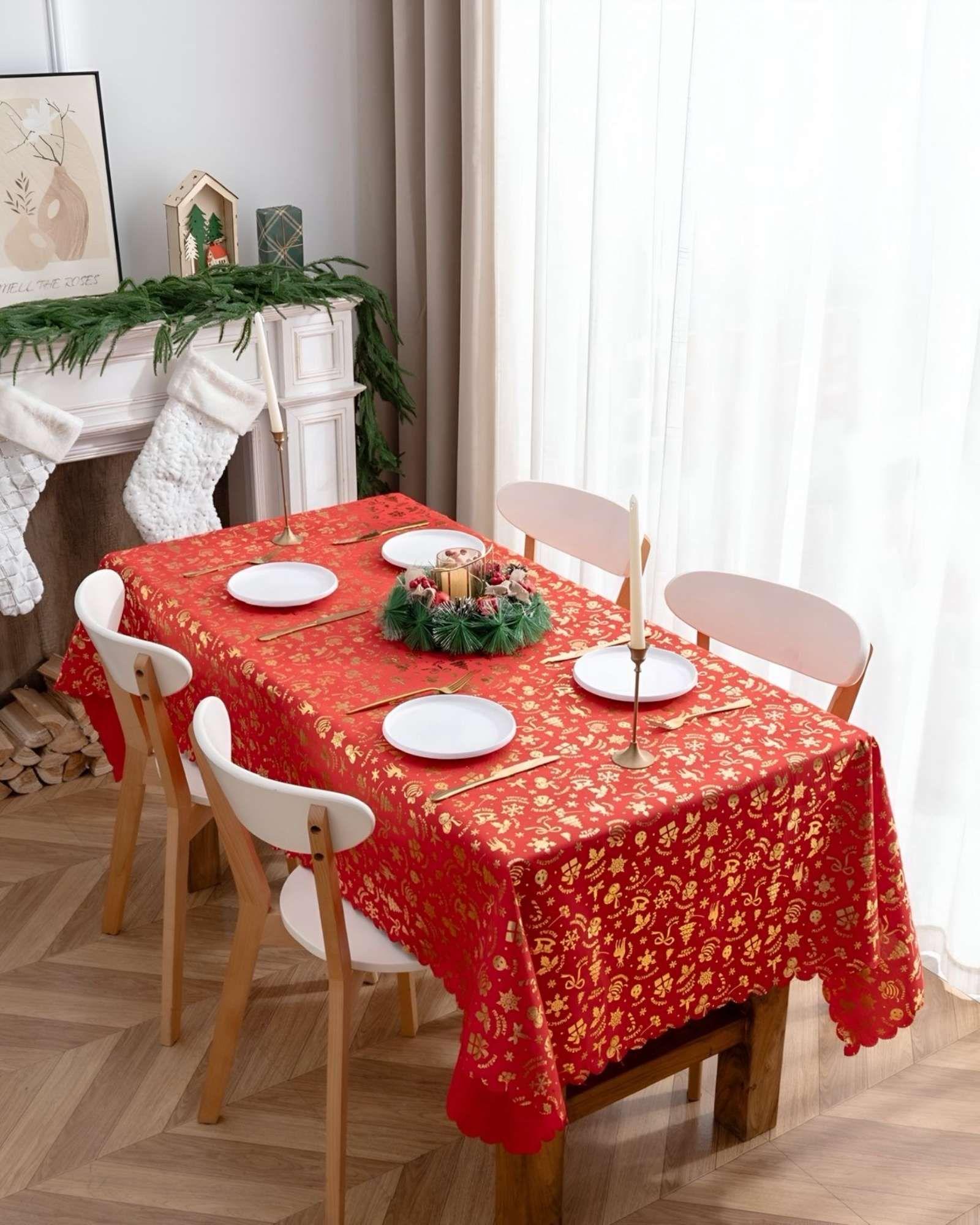 Mantel decorativo antimanchas Diseño navideño 140x220 cm 10-3