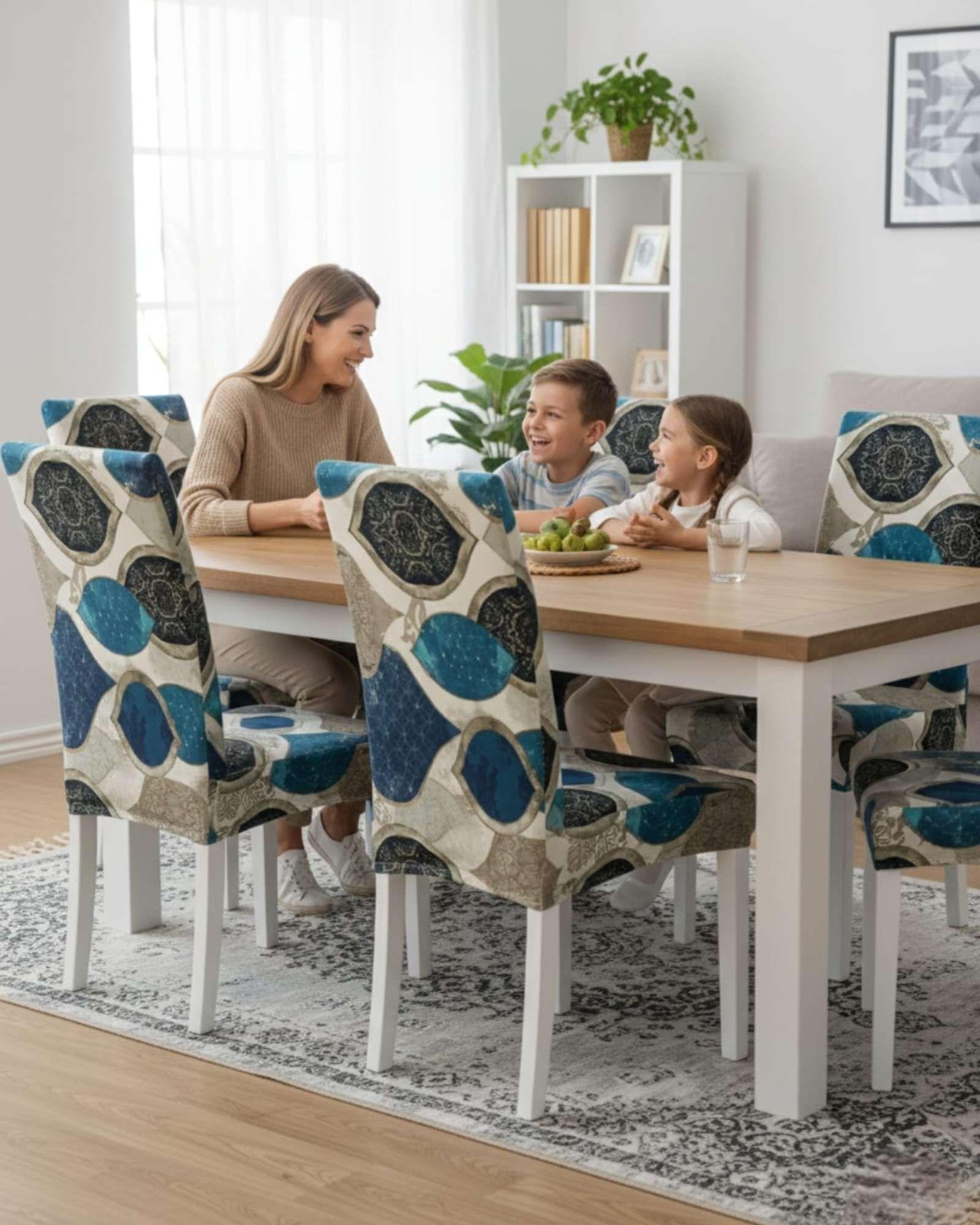 JUEGOS DE 6 FUNDAS PARA SILLAS  CON DISEÑO ELASTICO M30-3