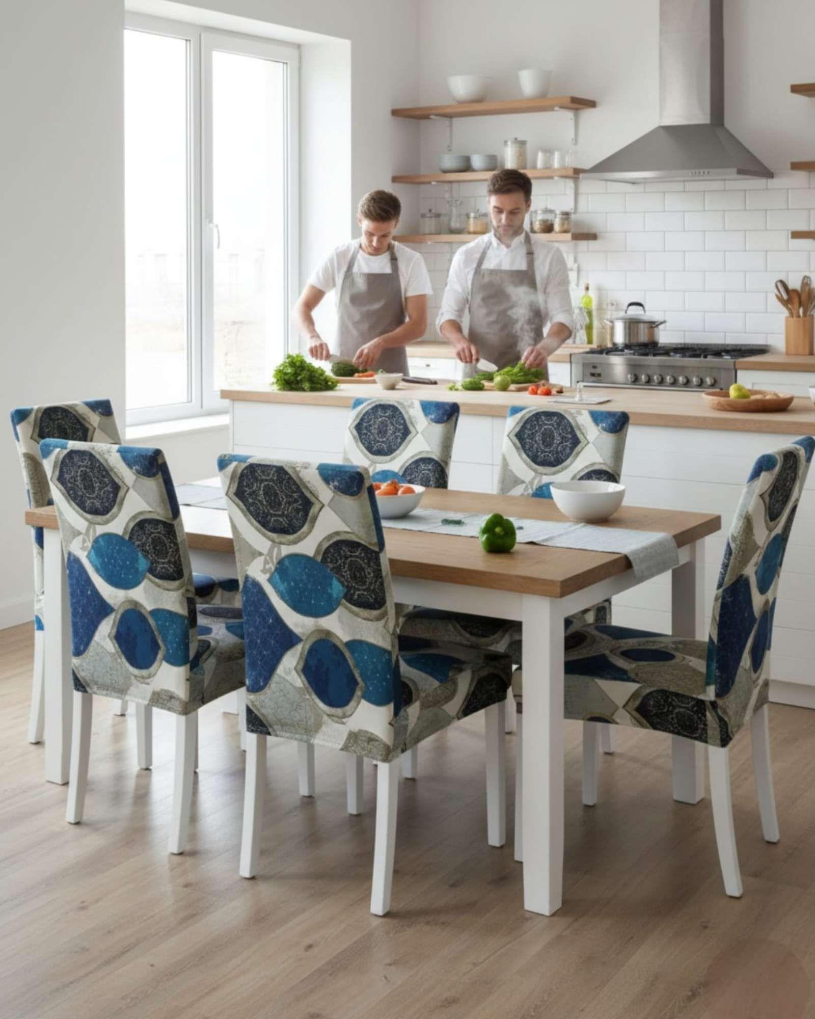 JUEGOS DE 6 FUNDAS PARA SILLAS  CON DISEÑO ELASTICO M30-4