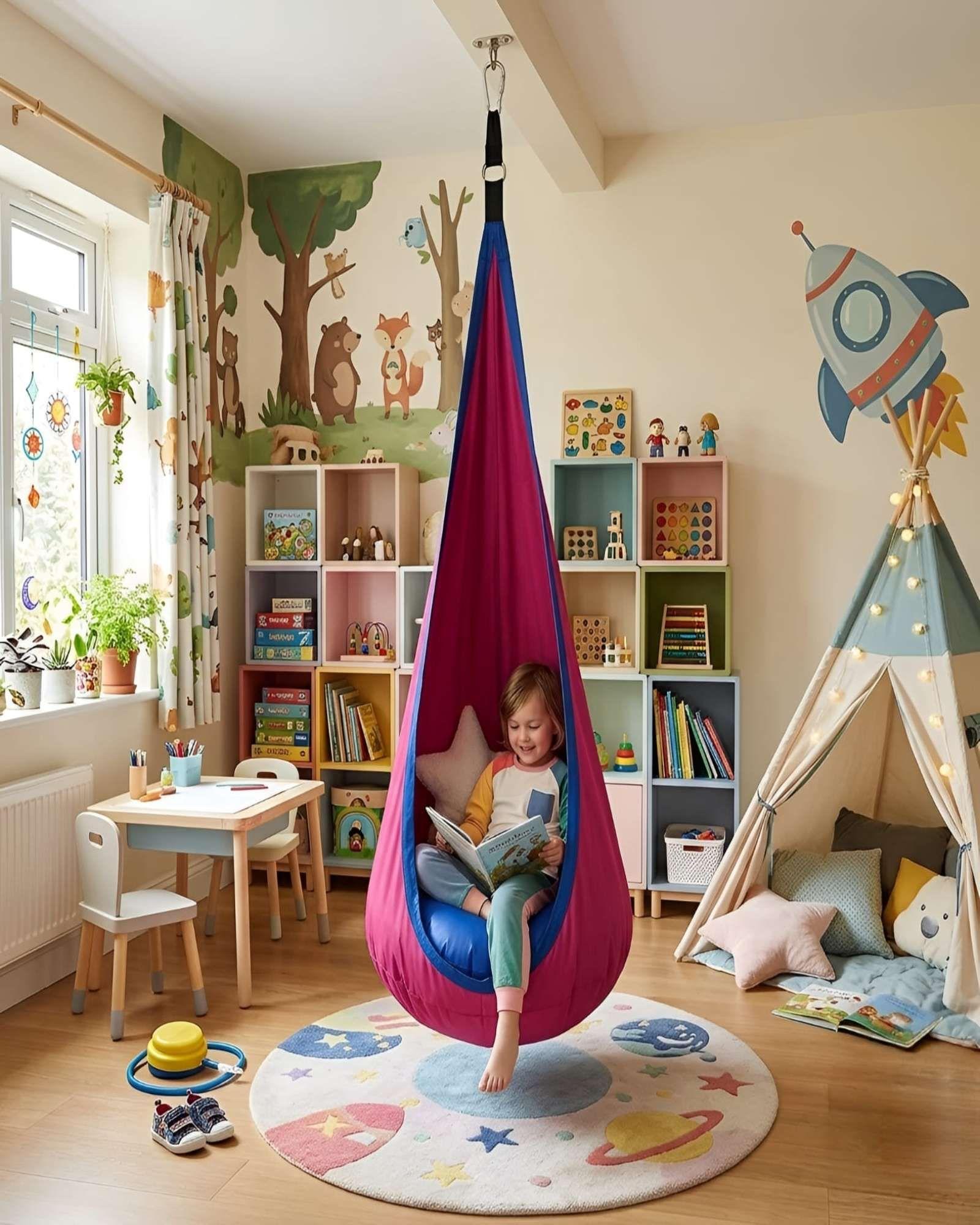 Silla Colgante para columpiar Tipo Nido para Niños -3