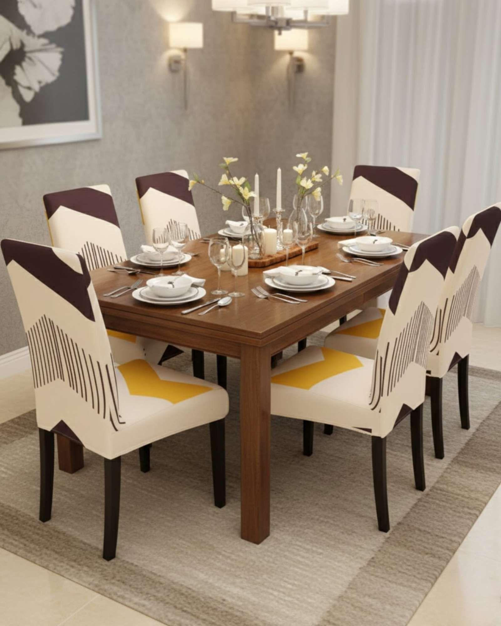 JUEGOS DE 6 FUNDAS PARA SILLAS  CON DISEÑO ELASTICO M25-2