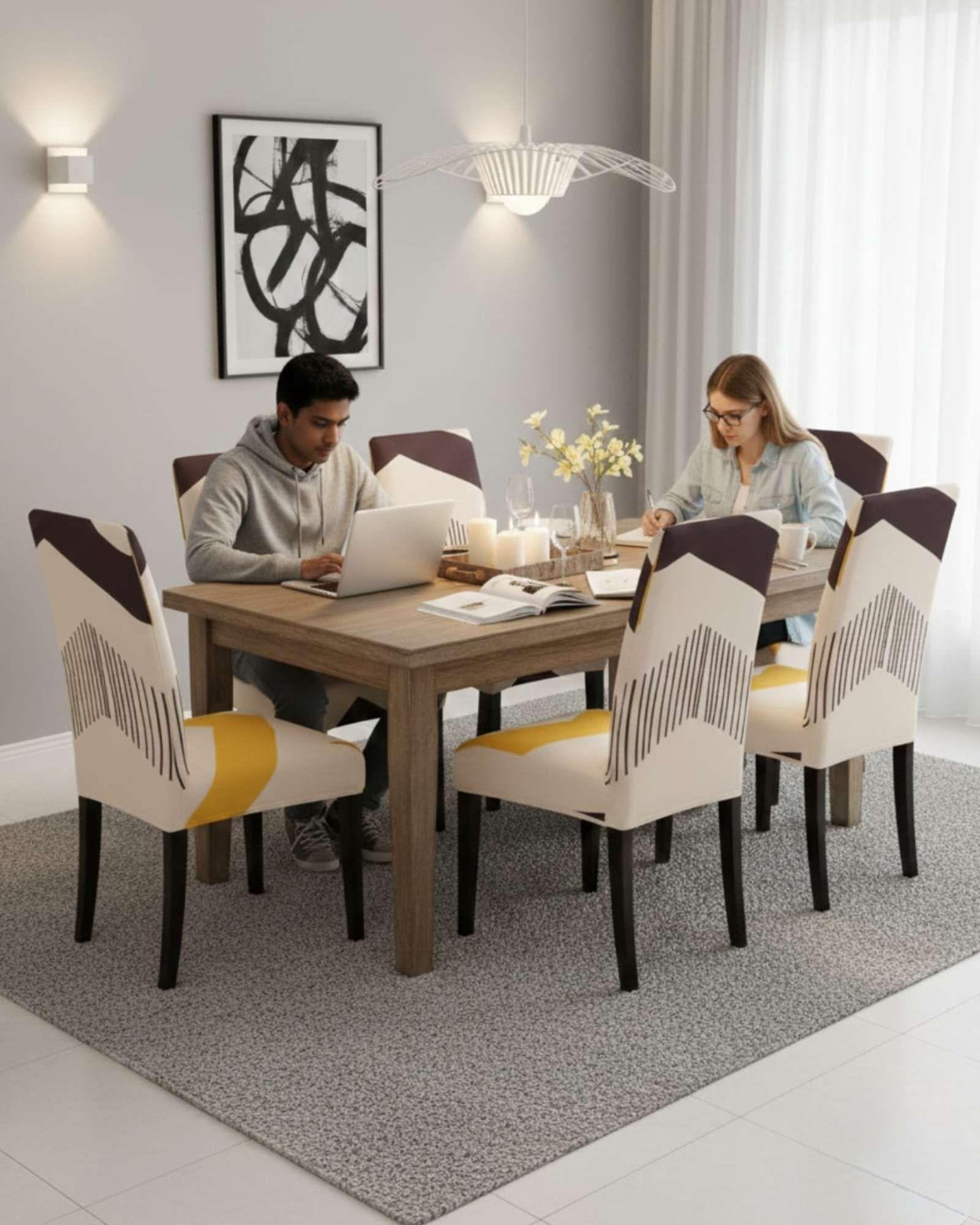 JUEGOS DE 6 FUNDAS PARA SILLAS  CON DISEÑO ELASTICO M25-3