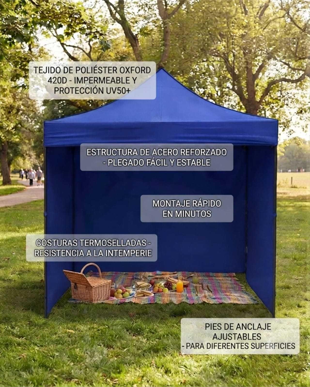Toldo Carpa Plegable 3x3m con Cortinas Laterales Impermeable Filtro UV-2