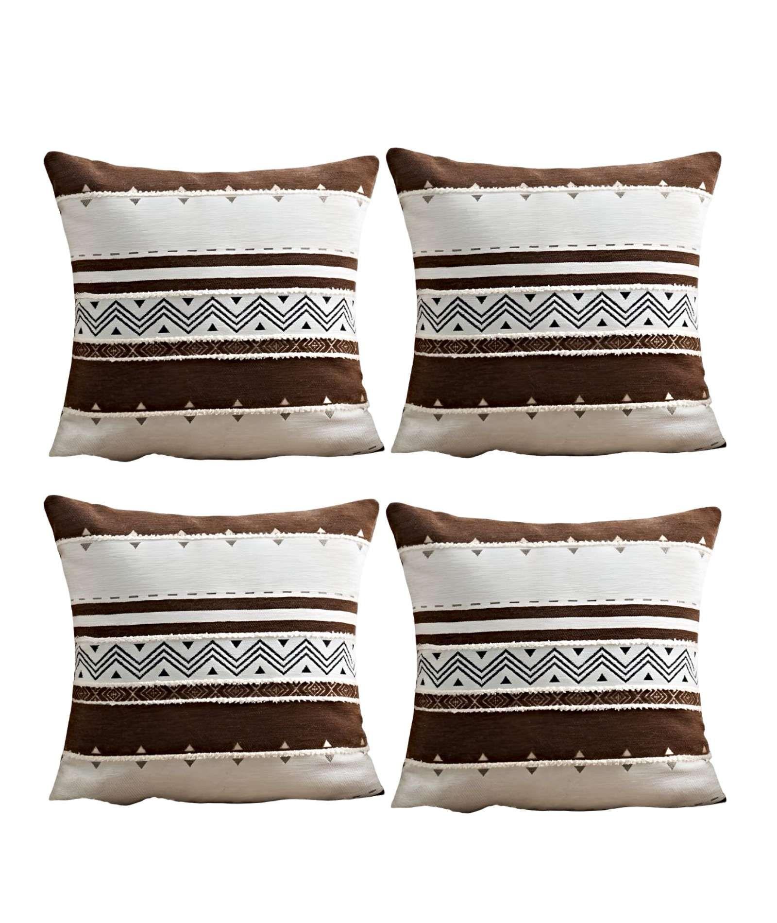 JUEGO DE 4 FUNDAS DE COJINES DISEÑO CHENILLE MANDALA A3-0