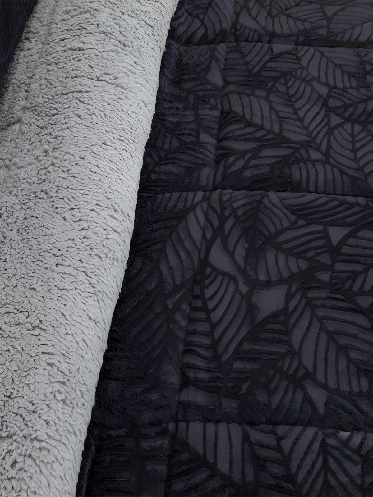 Cubrecama Outboss Deluxe Sherpa king negro-3