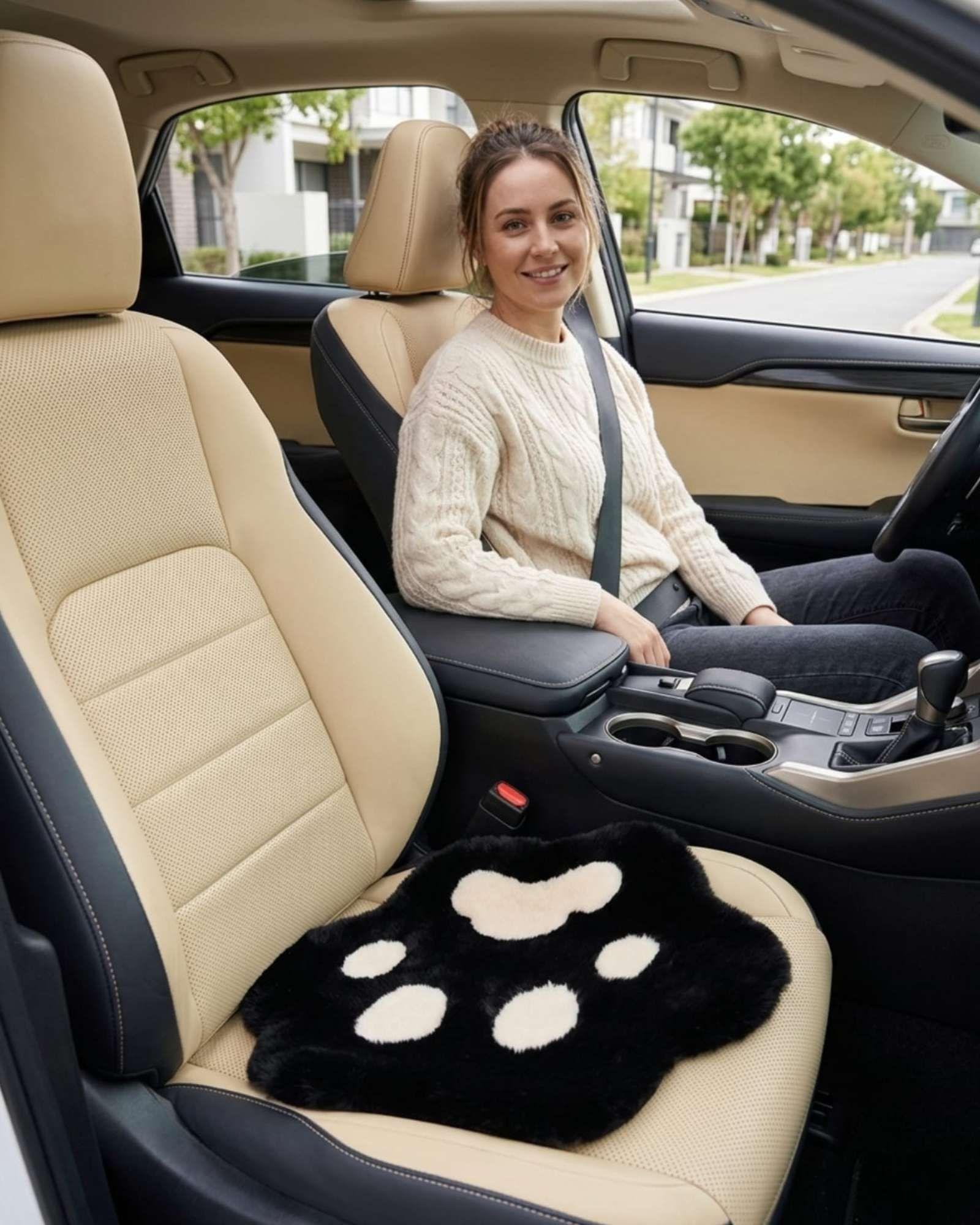 Set de 2 alfombras Decorativa color blanco Forma Pata Gato Suave 70x80cm-3