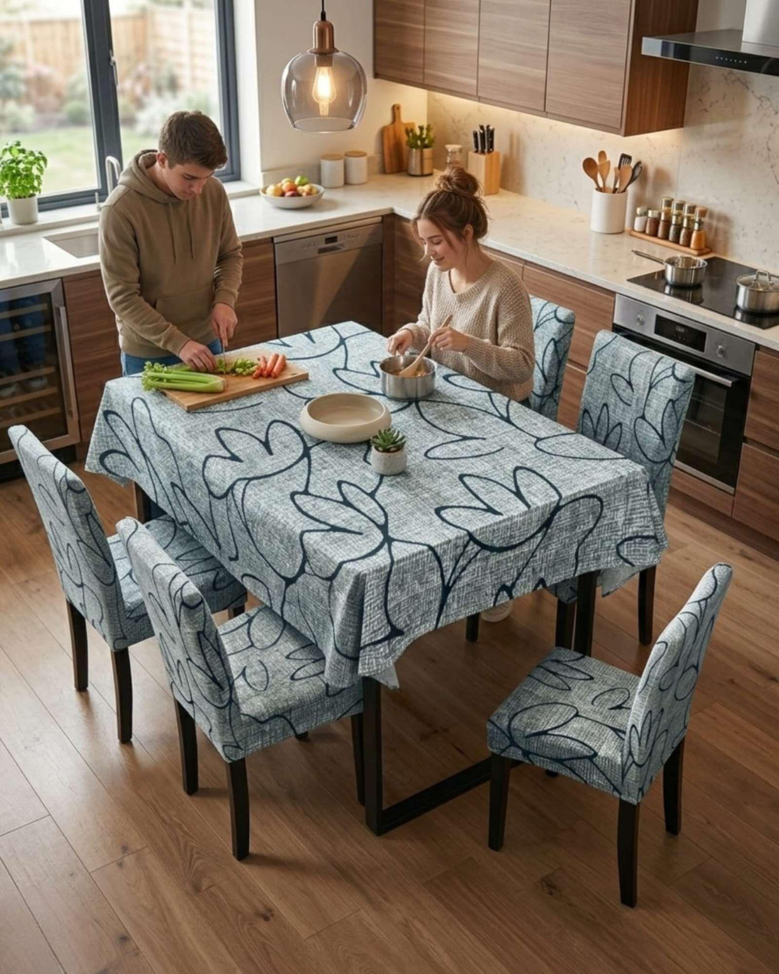 Juego De Mantel Antimanchas 140x220 + 6 Fundas De Silla 04-2